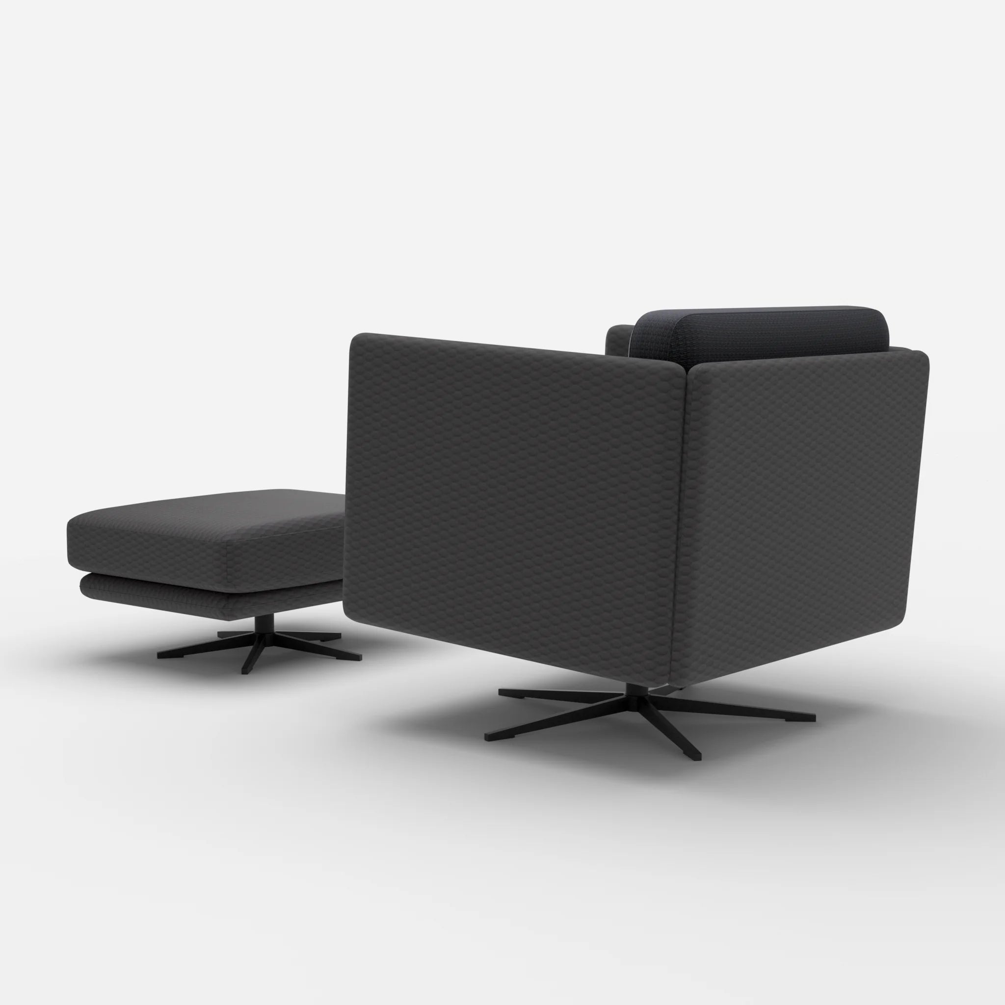 Loungesessel Egon mit Pouf spazio8017-nabucco8019 in Anthrazit und Anthrazit von hinten