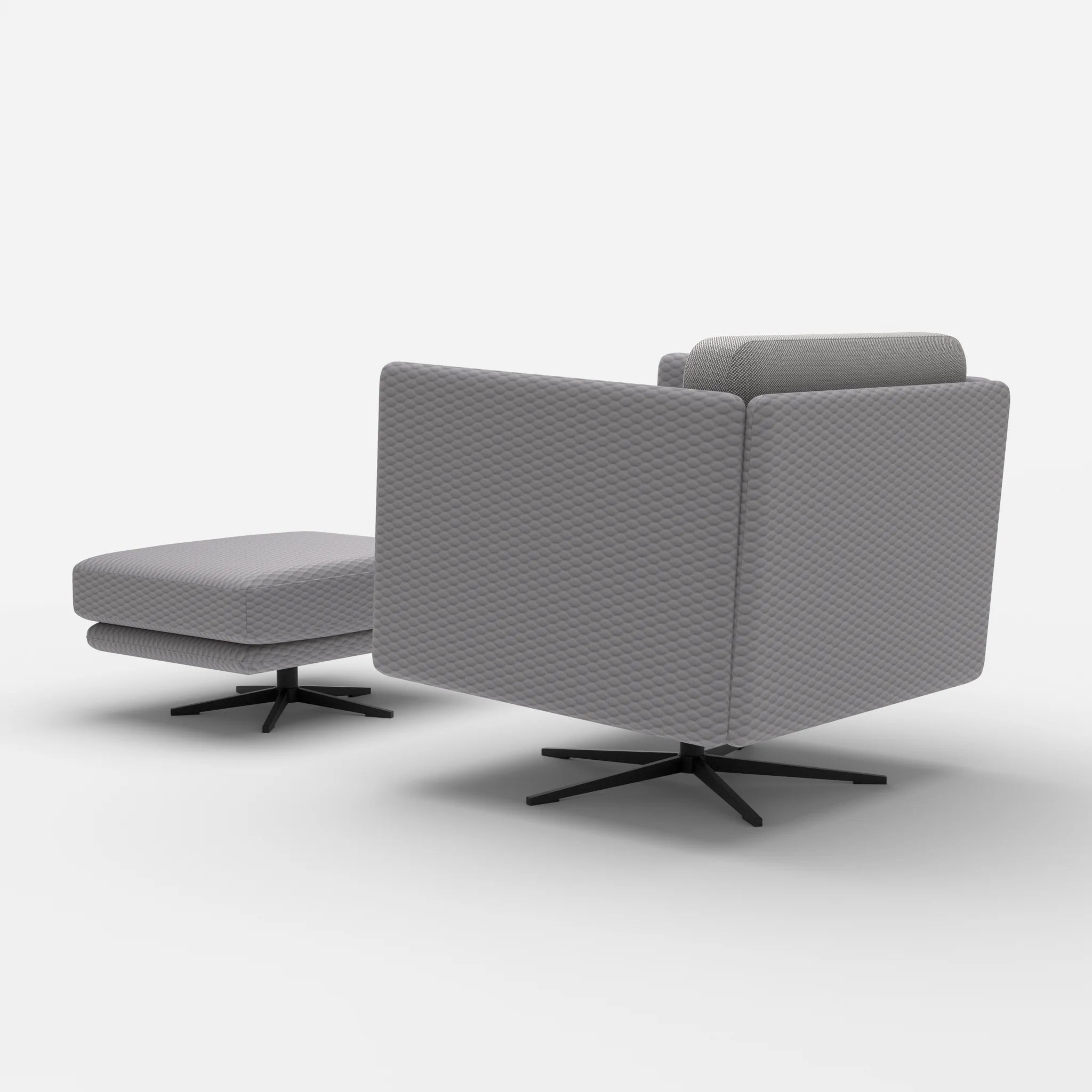 Loungesessel Egon mit Pouf spazio8032-credozinn in Hellgrau und Mittelgrau von hinten