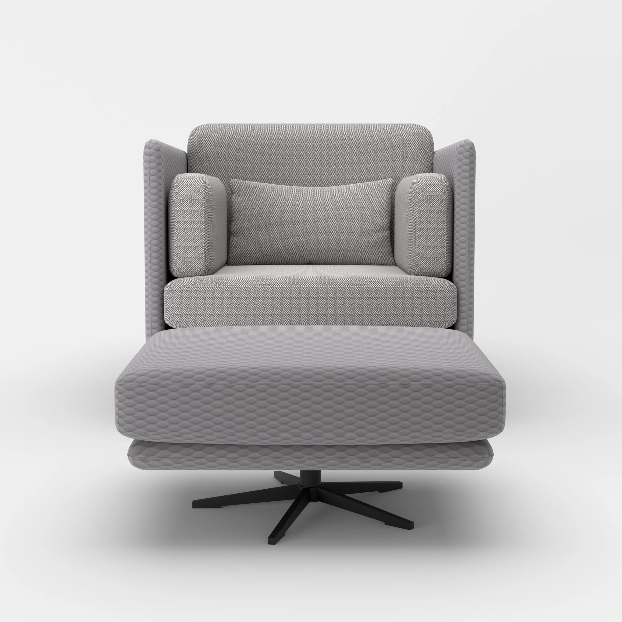 Loungesessel Egon mit Pouf spazio8032-credozinn in Hellgrau und Mittelgrau von vorne