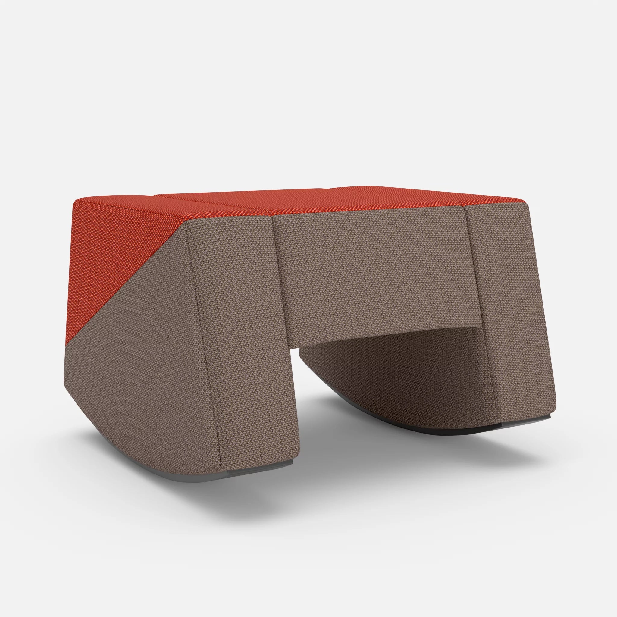 Schaukelhocker Softrocker credolampion-credowalnut in Rot und Dunkelgrau von vorne