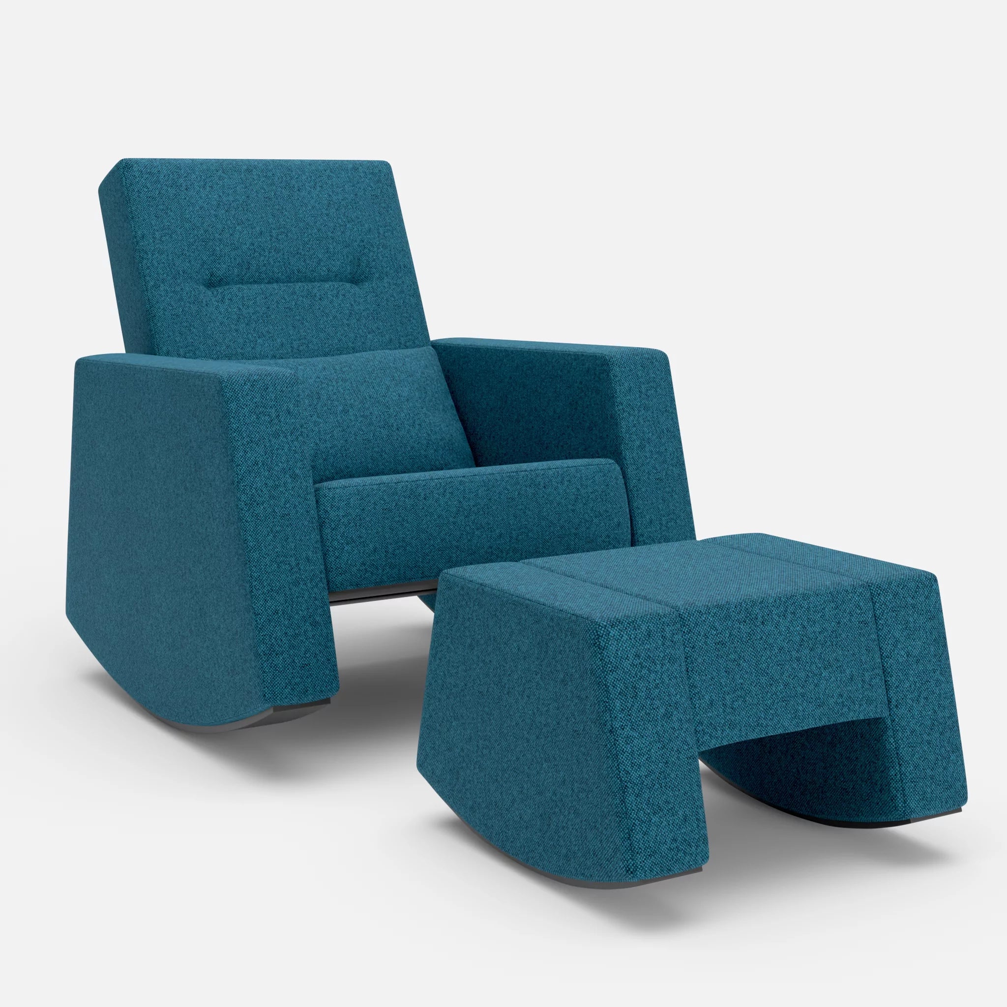 Schaukelsessel Softrocker mit Schaukelhocker celia0203 in Blau von vorne