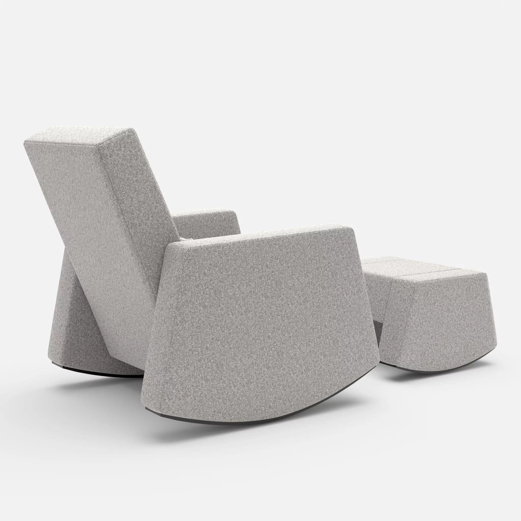 Schaukelsessel Softrocker mit Schaukelhocker celia0208 in Mittelgrau von hinten
