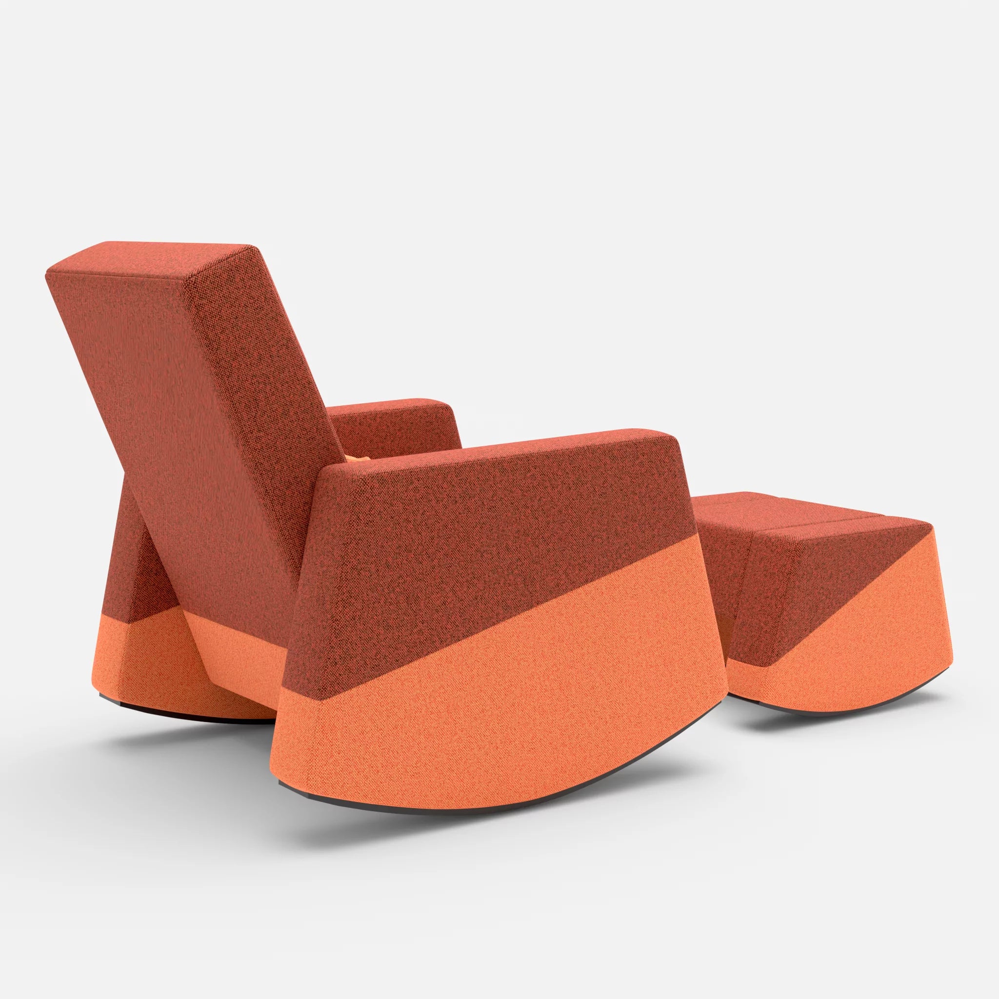 Schaukelsessel Softrocker mit Schaukelhocker celia0214-celia0215-celia0215 in Terracotta und Orange und Orange von hinten