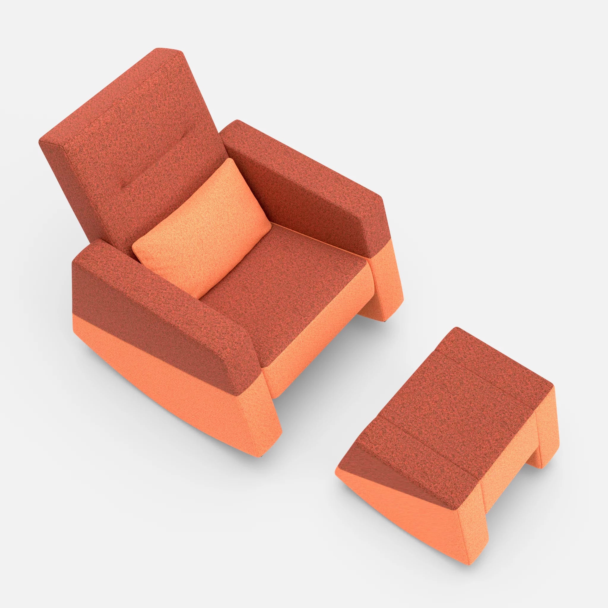 Schaukelsessel Softrocker mit Schaukelhocker celia0214-celia0215-celia0215 in Terracotta und Orange und Orange von oben