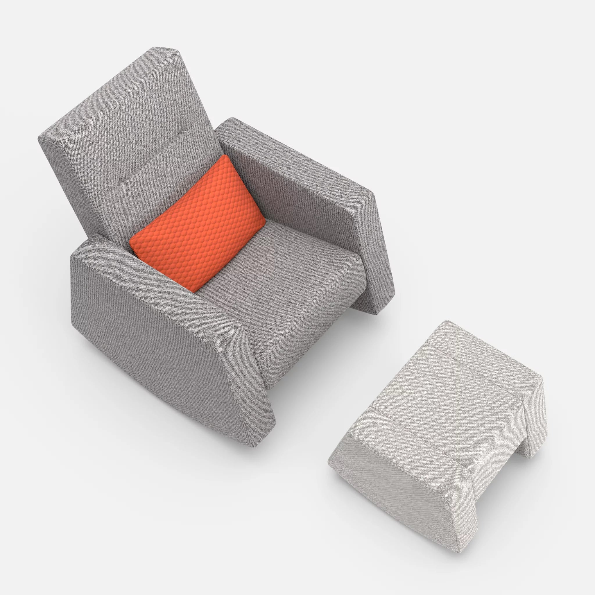 Schaukelsessel Softrocker mit Schaukelhocker celia0218-spazio4066-celia0208 in Dunkelgrau und Orange und Mittelgrau von oben