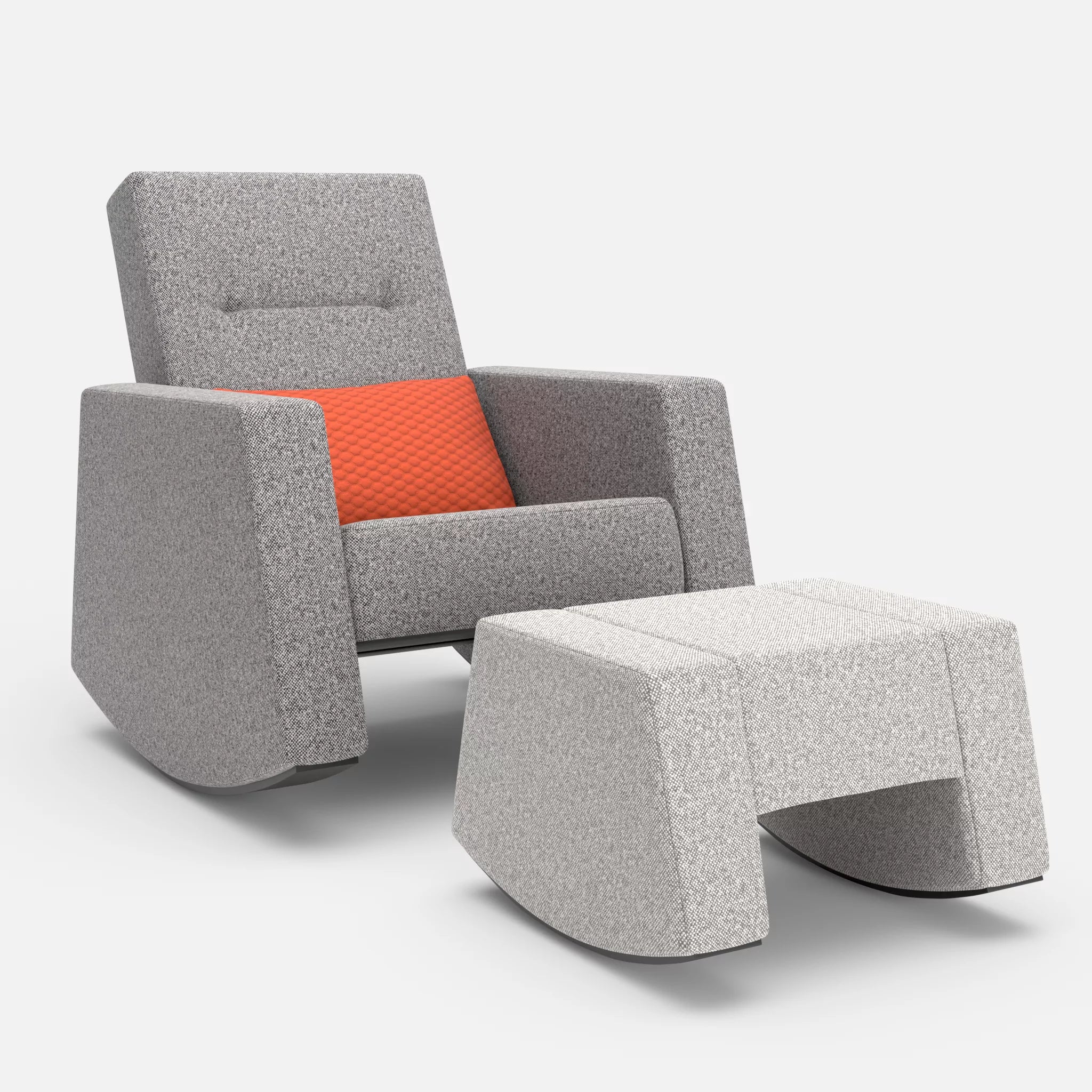Schaukelsessel Softrocker mit Schaukelhocker celia0218-spazio4066-celia0208 in Dunkelgrau und Orange und Mittelgrau von vorne