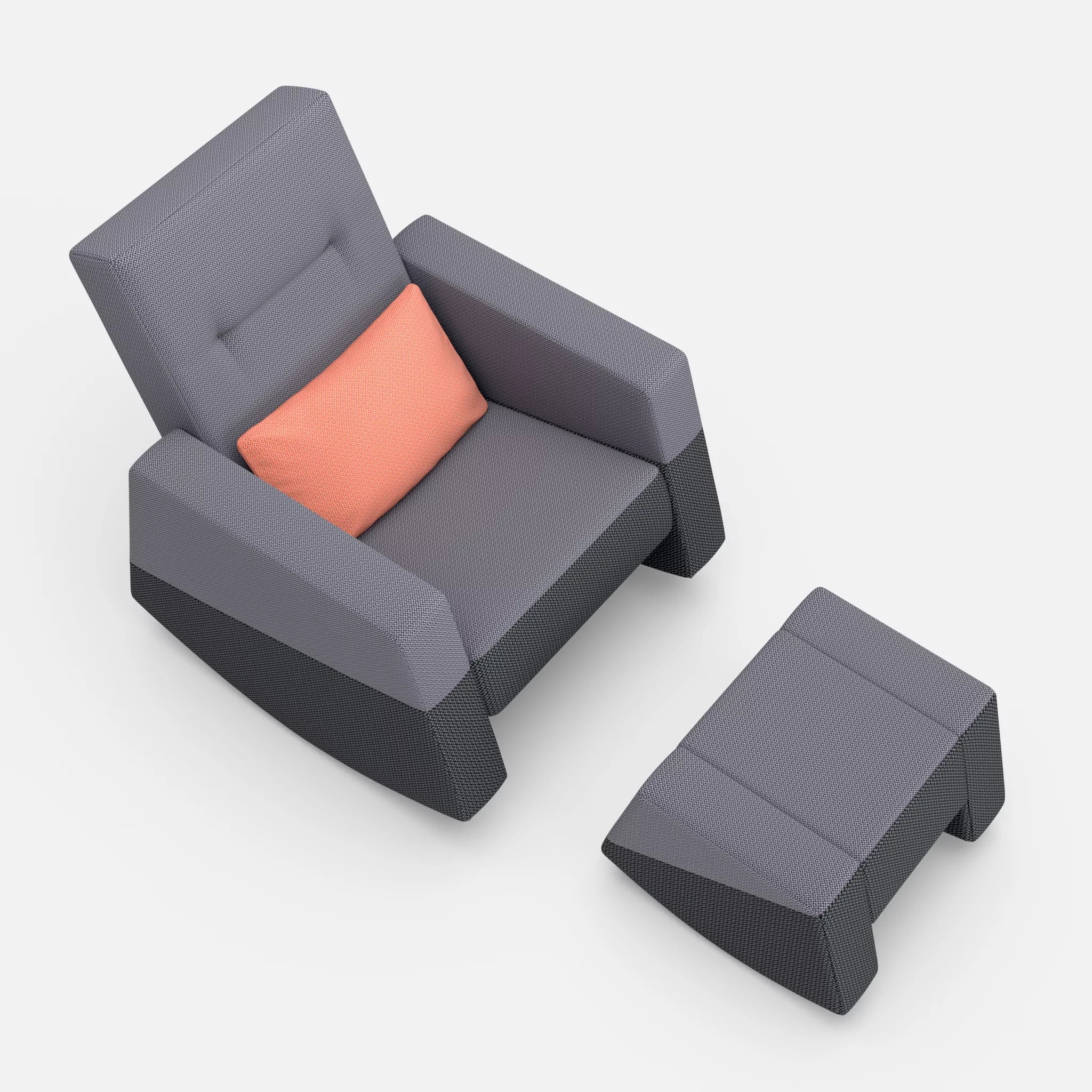 Schaukelsessel Softrocker mit Schaukelhocker credocarbon-credoasphalt-credograpefruit in Dunkelgrau und Anthrazit und Coral von oben