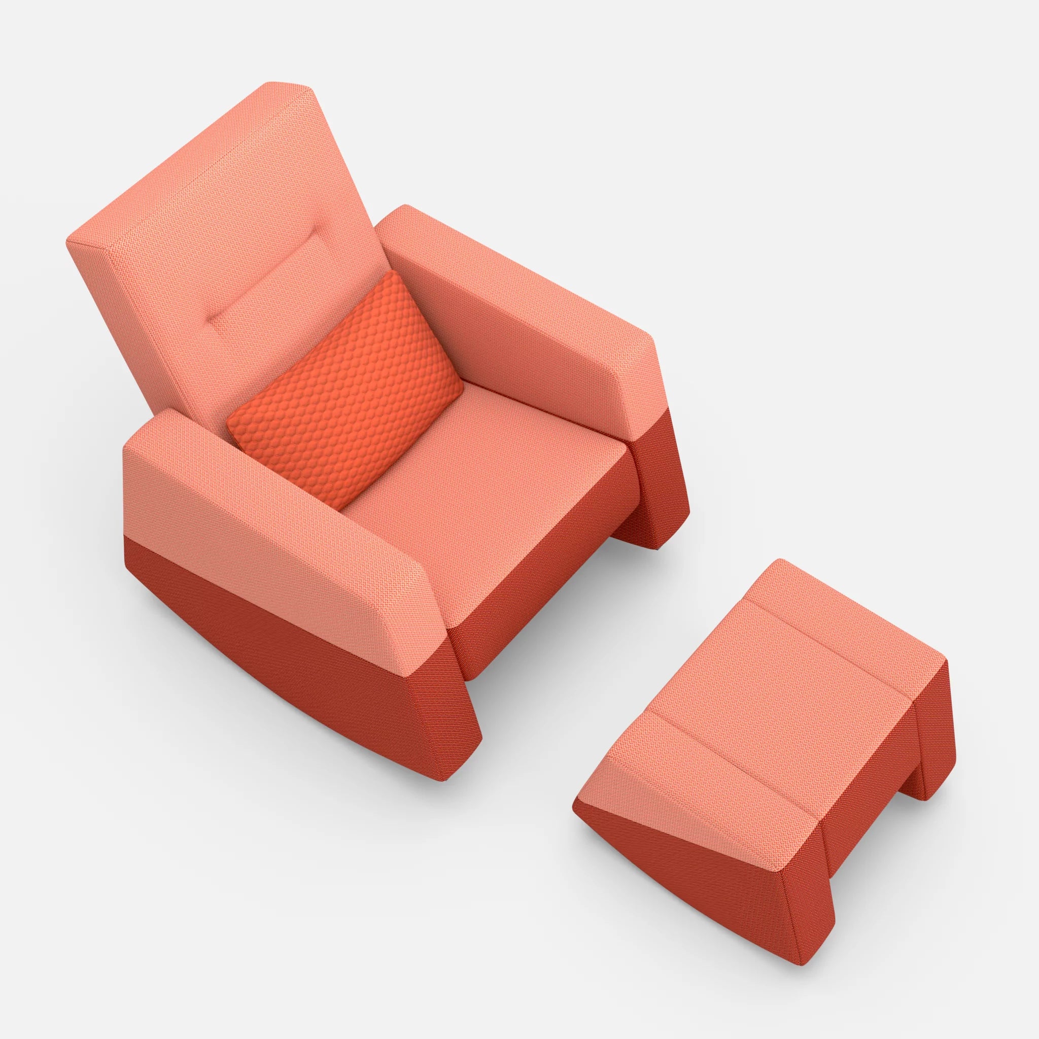 Schaukelsessel Softrocker mit Schaukelhocker credograpefruit-credolampion-spazio4066 in Coral und Rot und Orange von oben