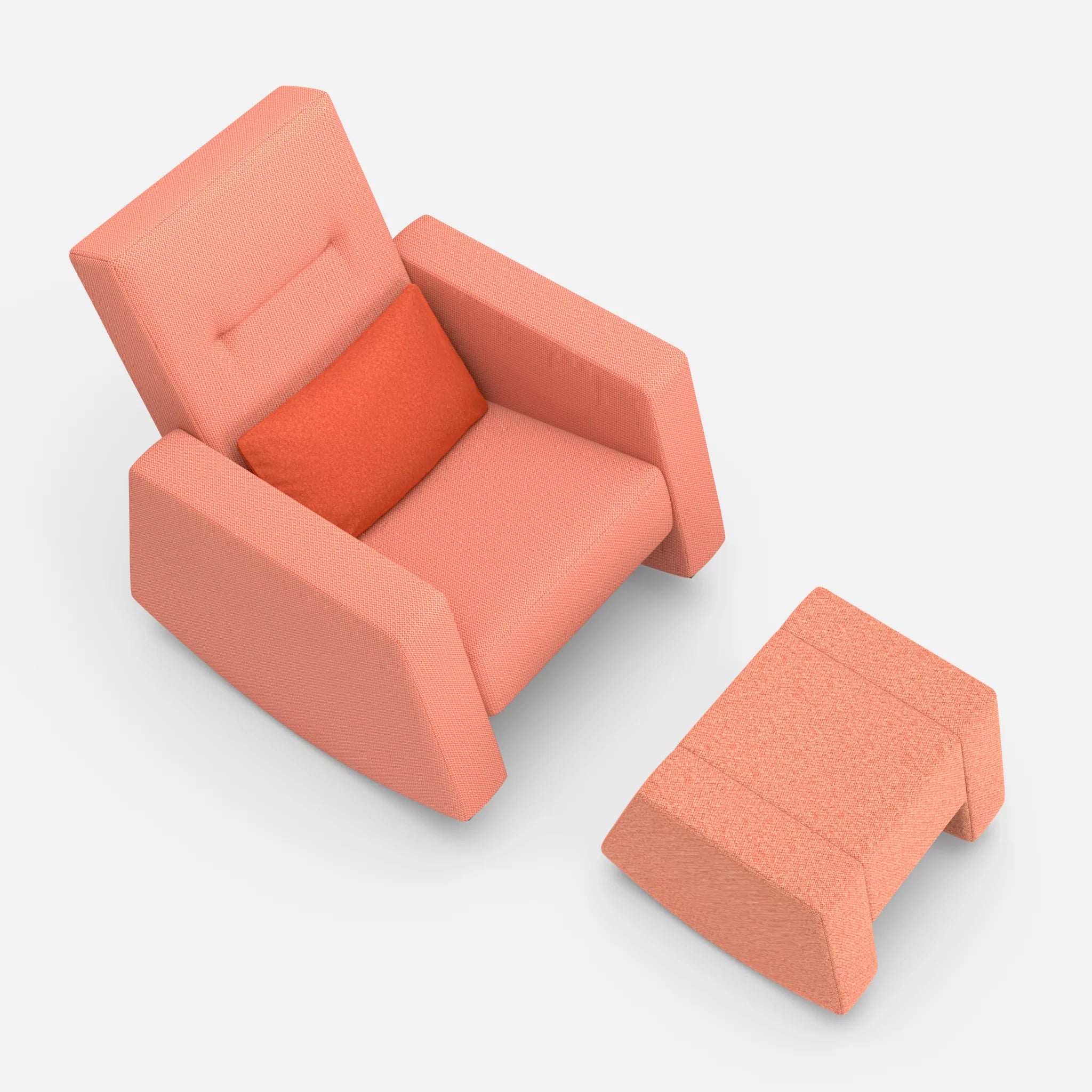 Schaukelsessel Softrocker mit Schaukelhocker credograpefruit-dama0062-celia0217 in Coral und Orange und Orange von oben