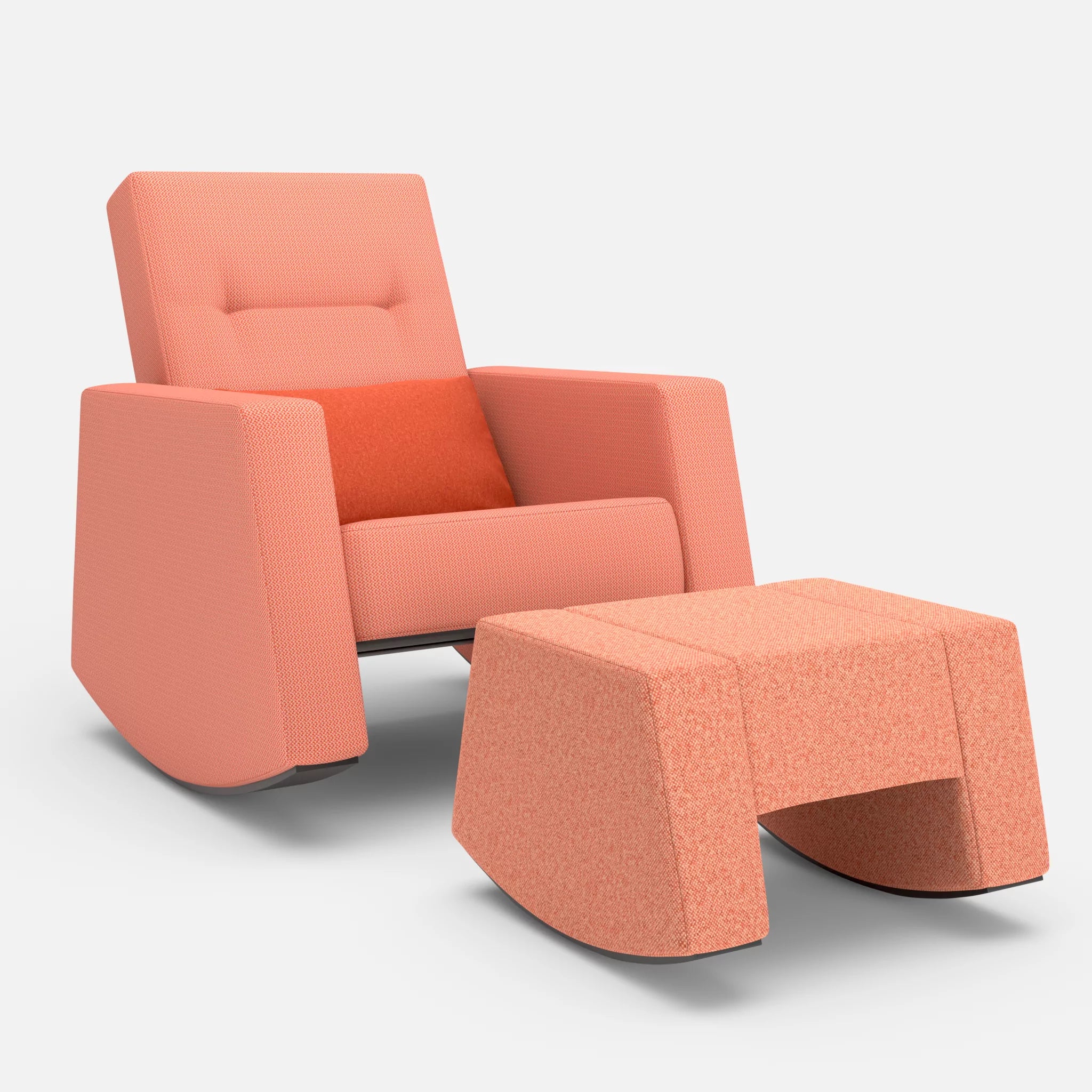Schaukelsessel Softrocker mit Schaukelhocker credograpefruit-dama0062-celia0217 in Coral und Orange und Orange von vorne