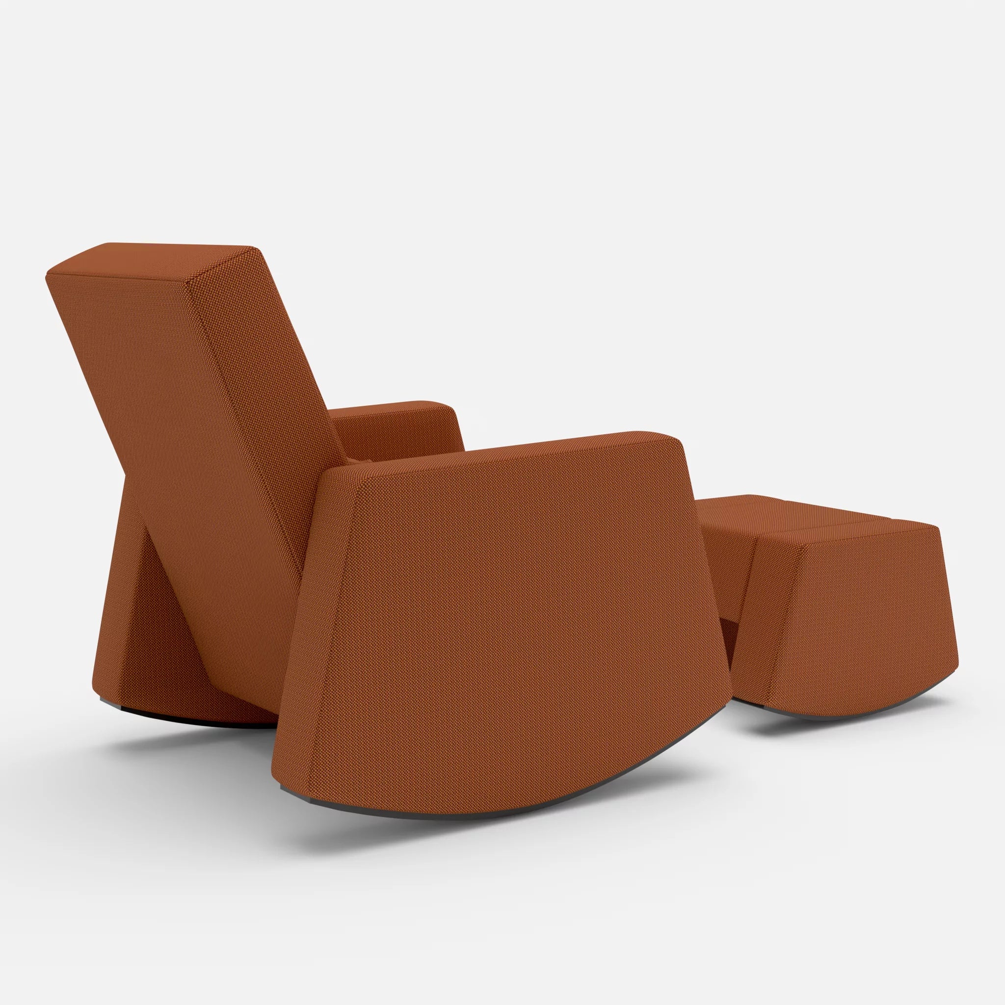 Schaukelsessel Softrocker mit Schaukelhocker credokupfer in Braun von hinten