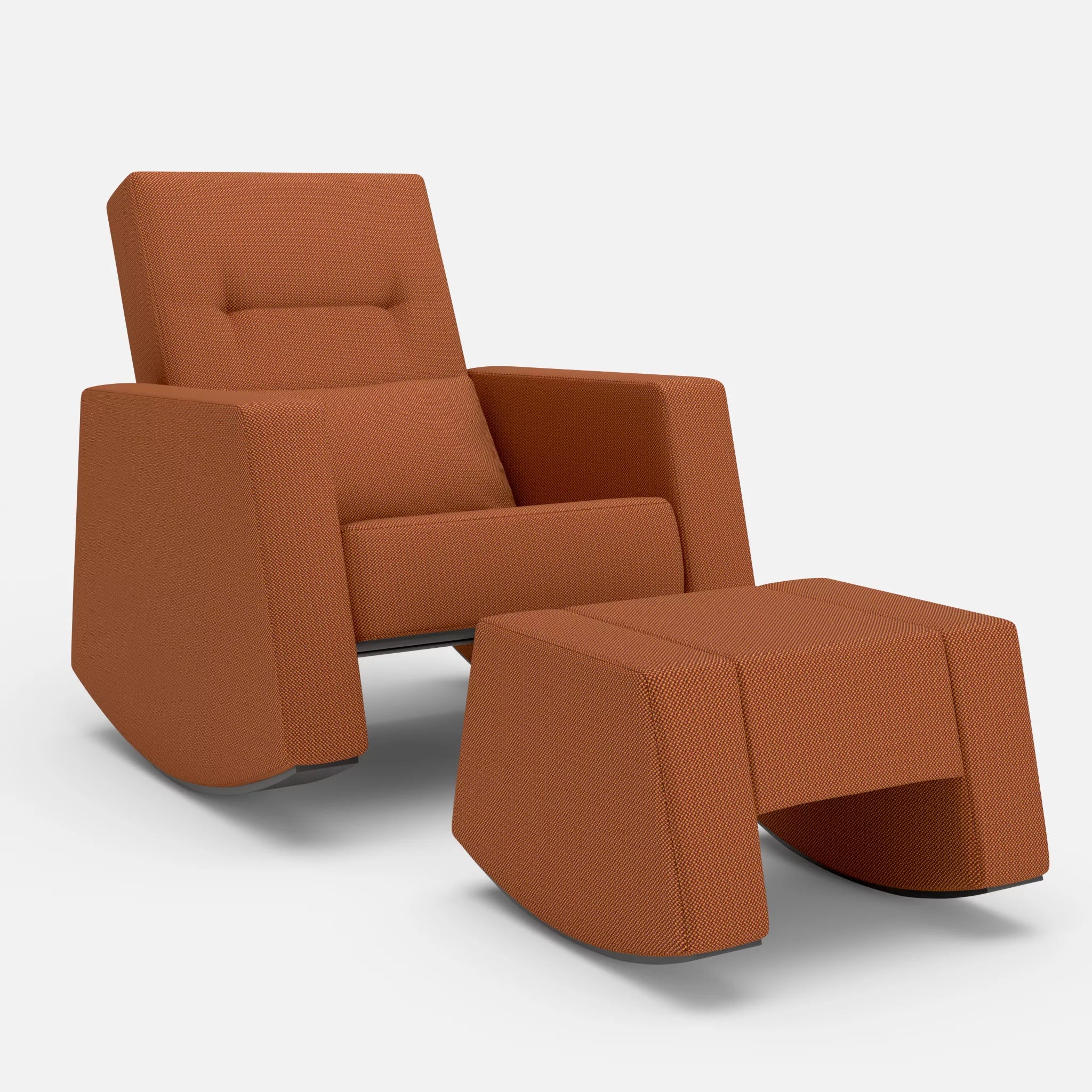 Schaukelsessel Softrocker mit Schaukelhocker credokupfer in Braun von vorne
