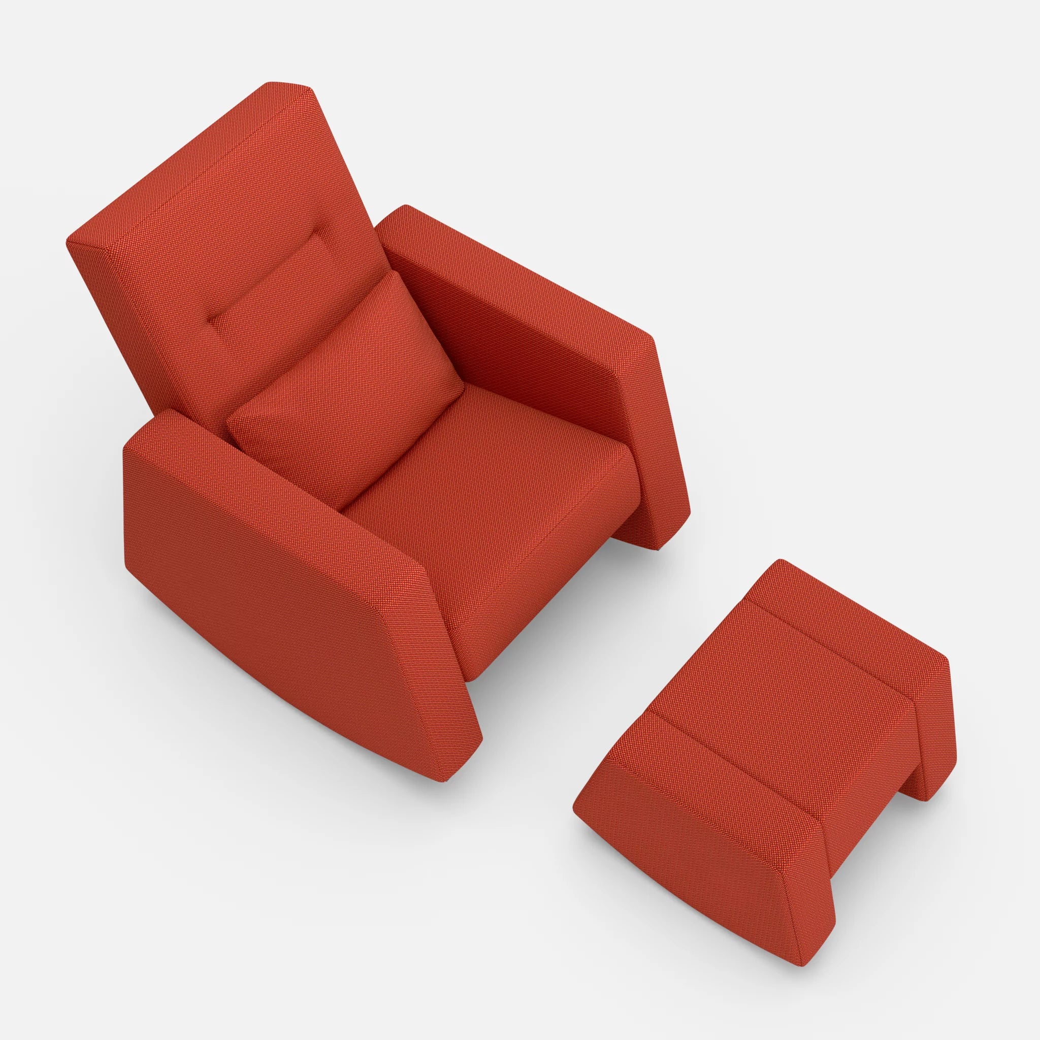 Schaukelsessel Softrocker mit Schaukelhocker credolampion in Rot von oben