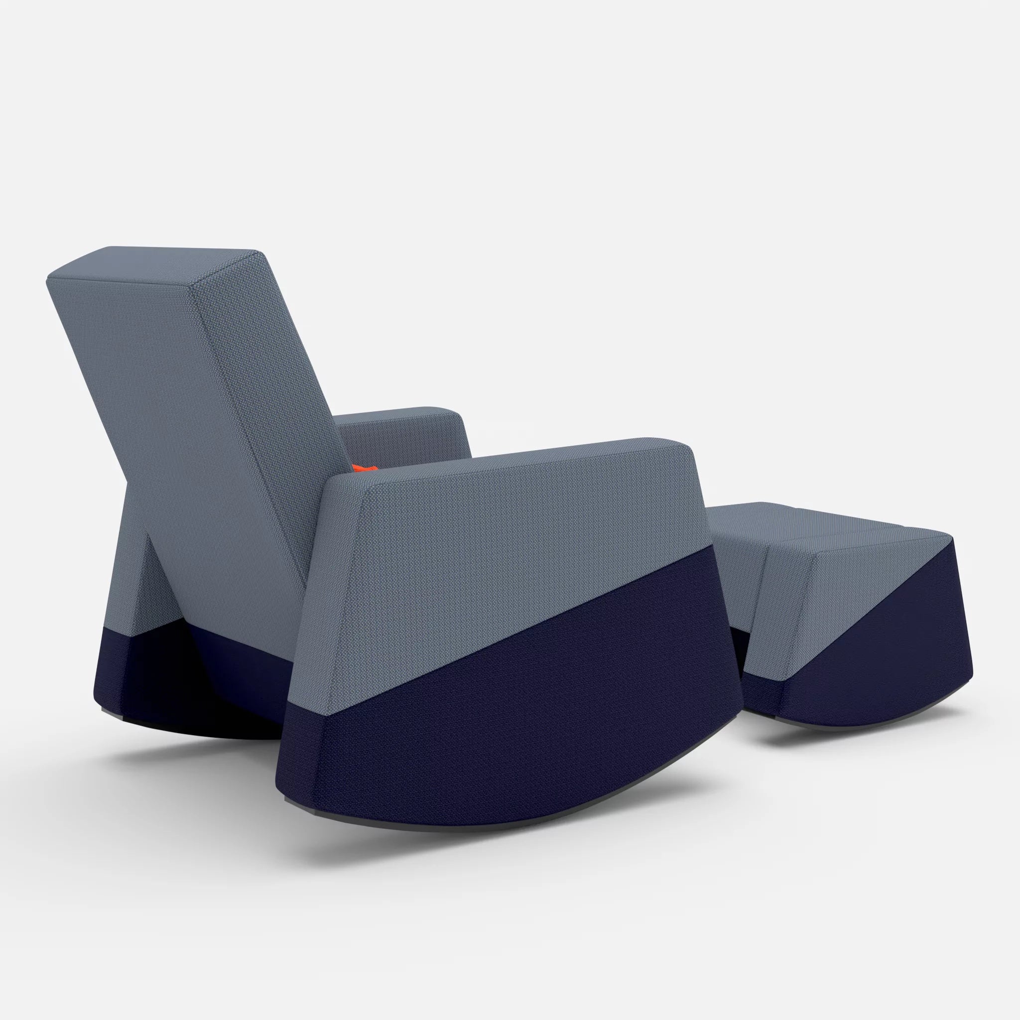 Schaukelsessel Softrocker mit Schaukelhocker credosea-credonavy-novumsunset in Blau und Navy und Rot von hinten