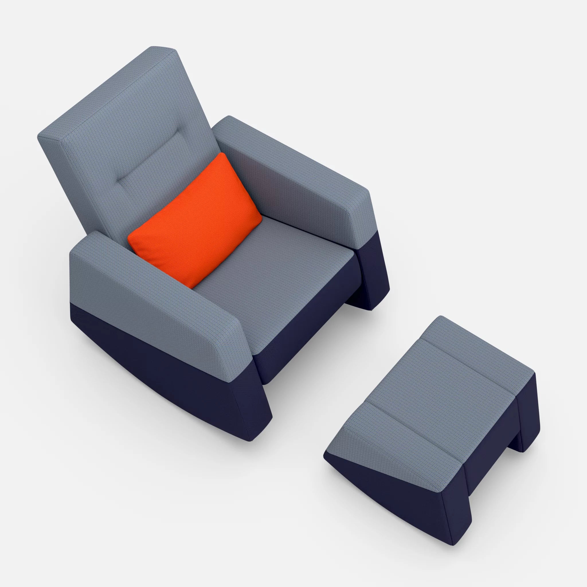 Schaukelsessel Softrocker mit Schaukelhocker credosea-credonavy-novumsunset in Blau und Navy und Rot von oben