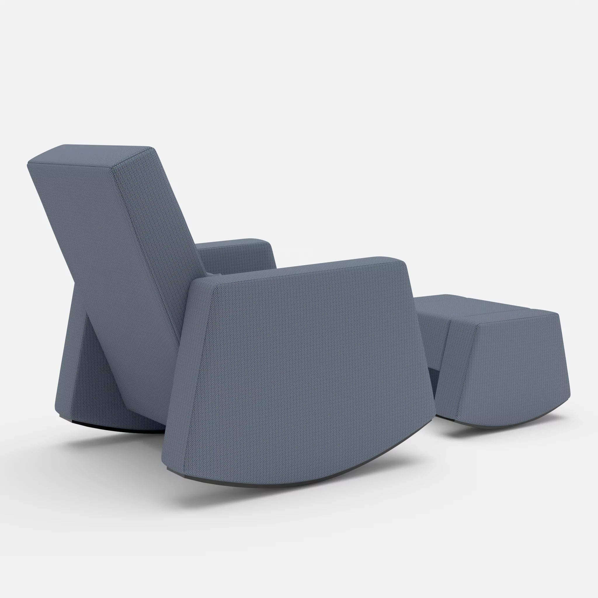 Schaukelsessel Softrocker mit Schaukelhocker credosea in Blau von hinten