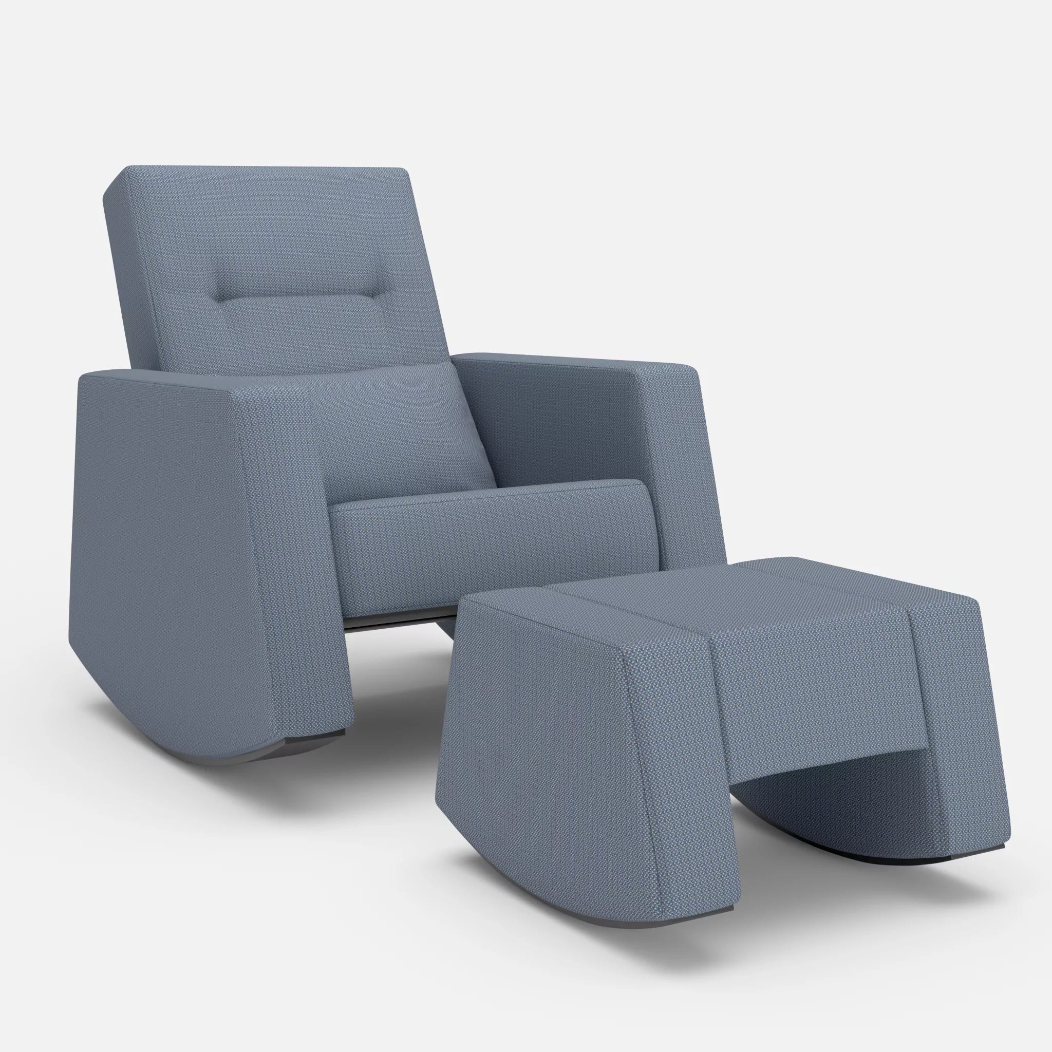 Schaukelsessel Softrocker mit Schaukelhocker credosea in Blau von vorne