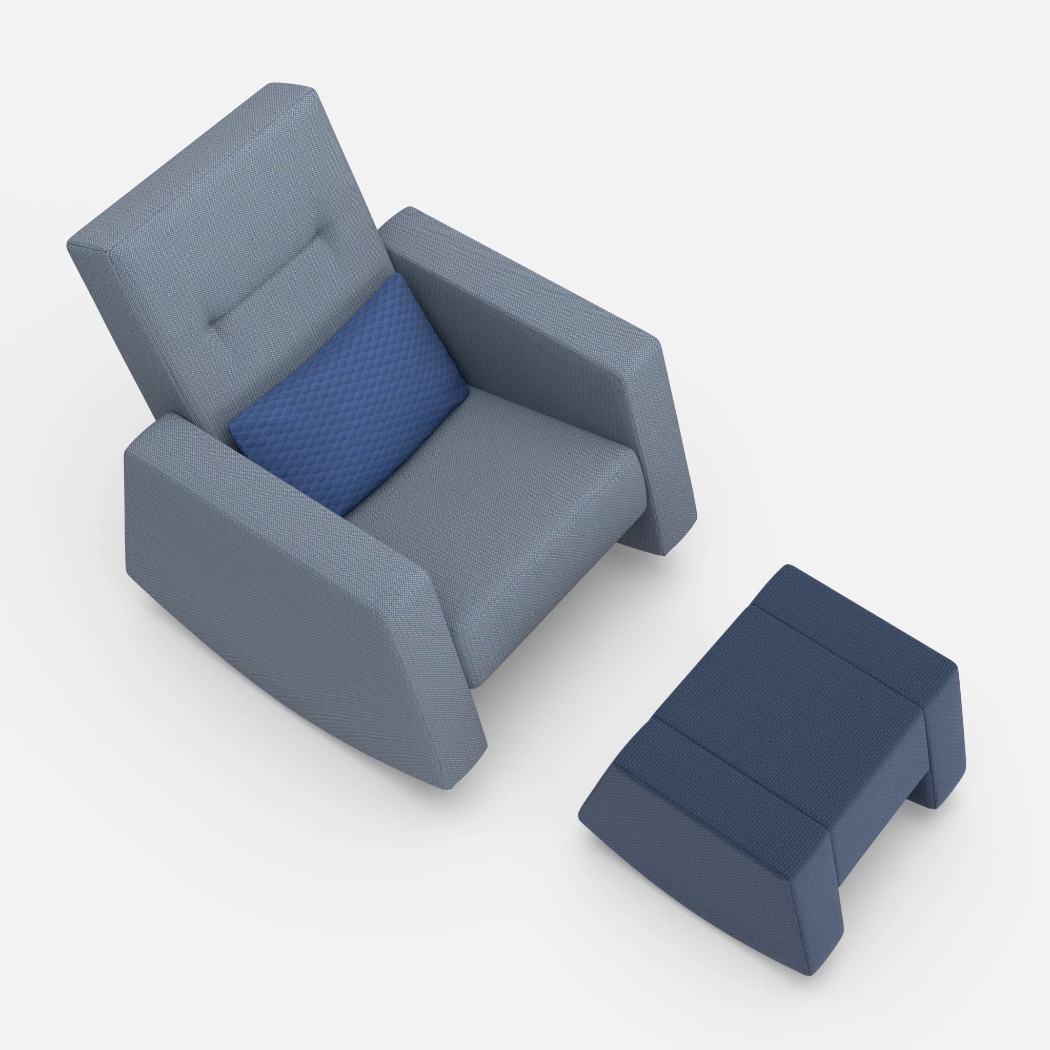 Schaukelsessel Softrocker mit Schaukelhocker credosea-spazio6017-nabucco6098 in Blau und Dunkelblau und Dunkelblau von oben