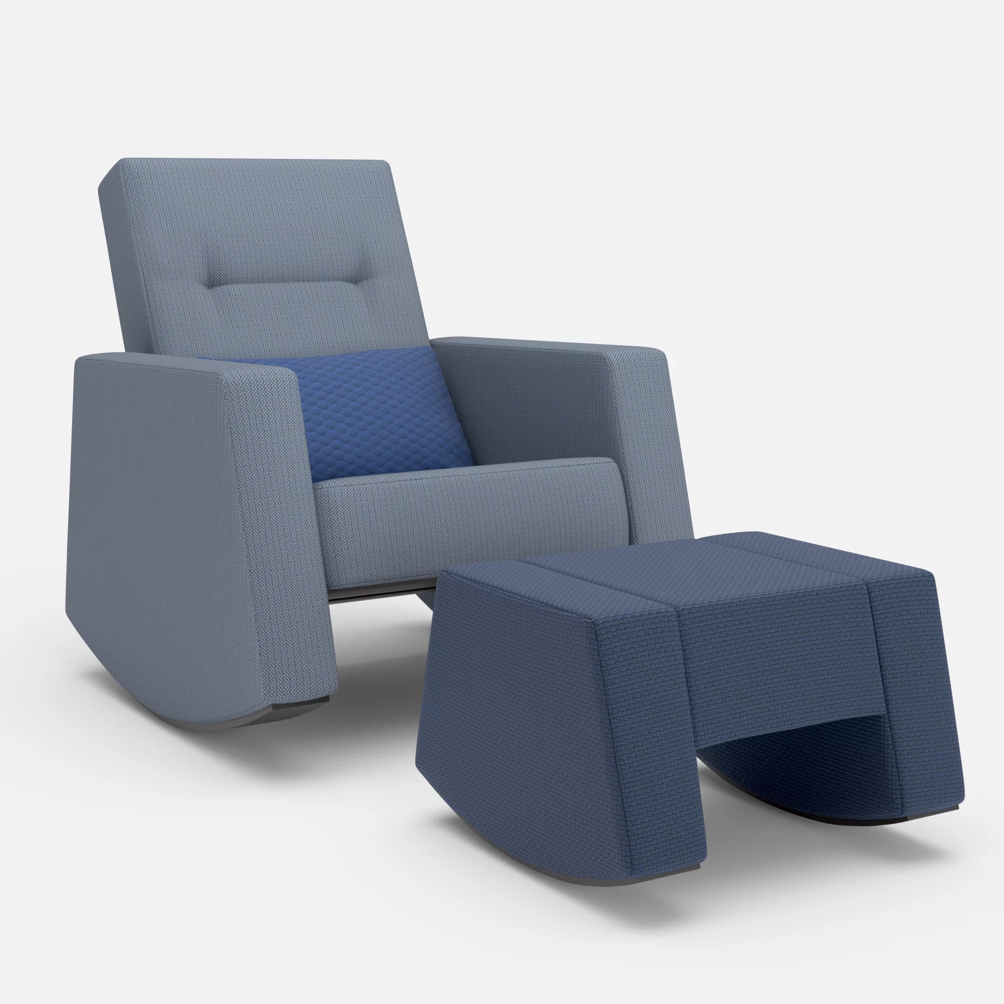 Schaukelsessel Softrocker mit Schaukelhocker credosea-spazio6017-nabucco6098 in Blau und Dunkelblau und Dunkelblau von vorne