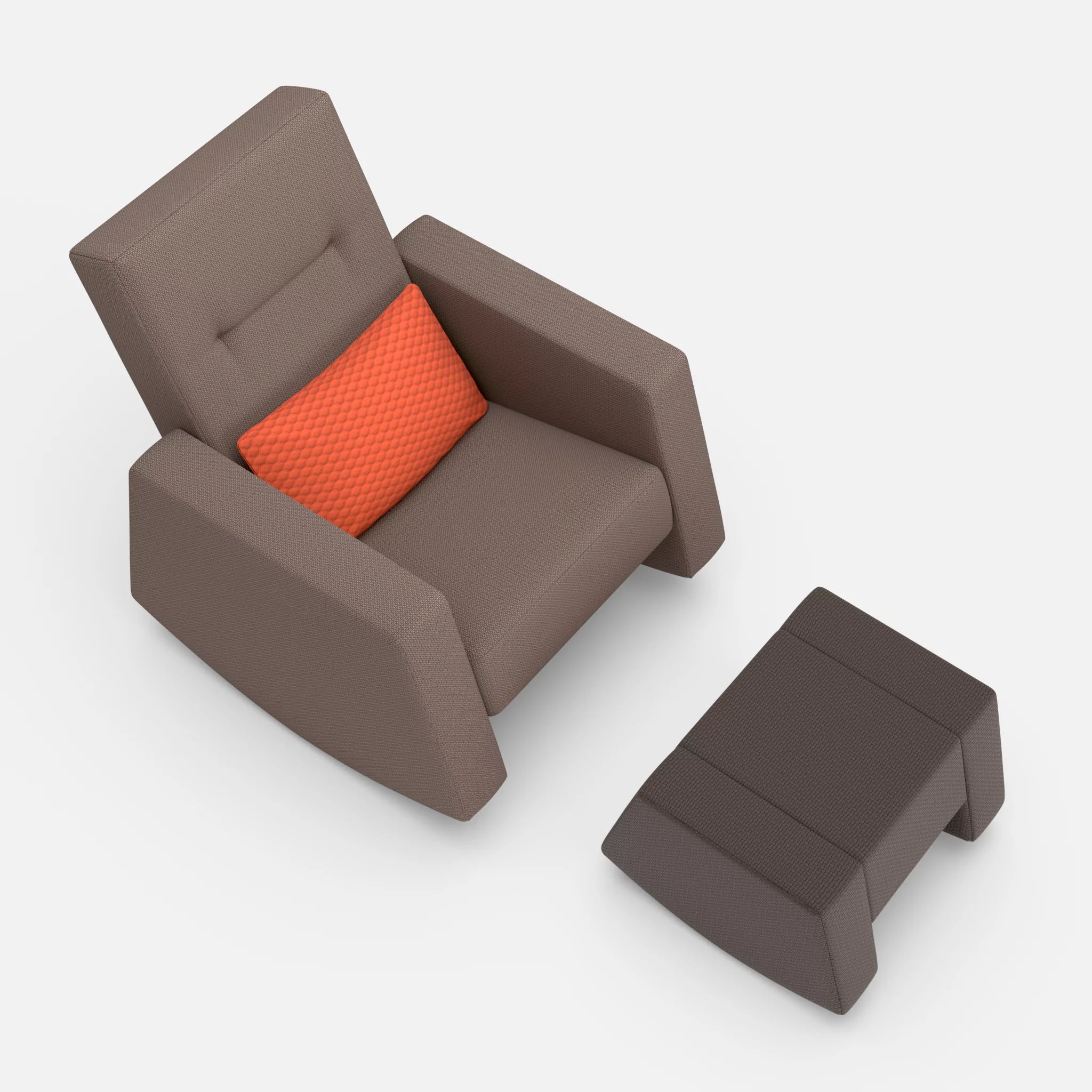 Schaukelsessel Softrocker mit Schaukelhocker credowalnut-spazio4066-nabucco2022 in Dunkelgrau und Orange und Dunkelbraun von oben