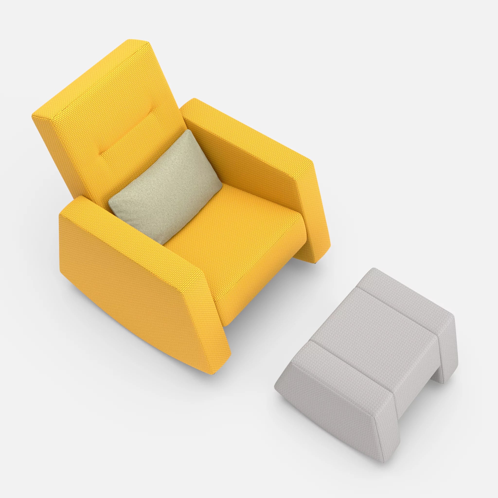 Schaukelsessel Softrocker mit Schaukelhocker nabucco3019-dama0057-credozinn in Curry und Hellgrau und Mittelgrau von oben