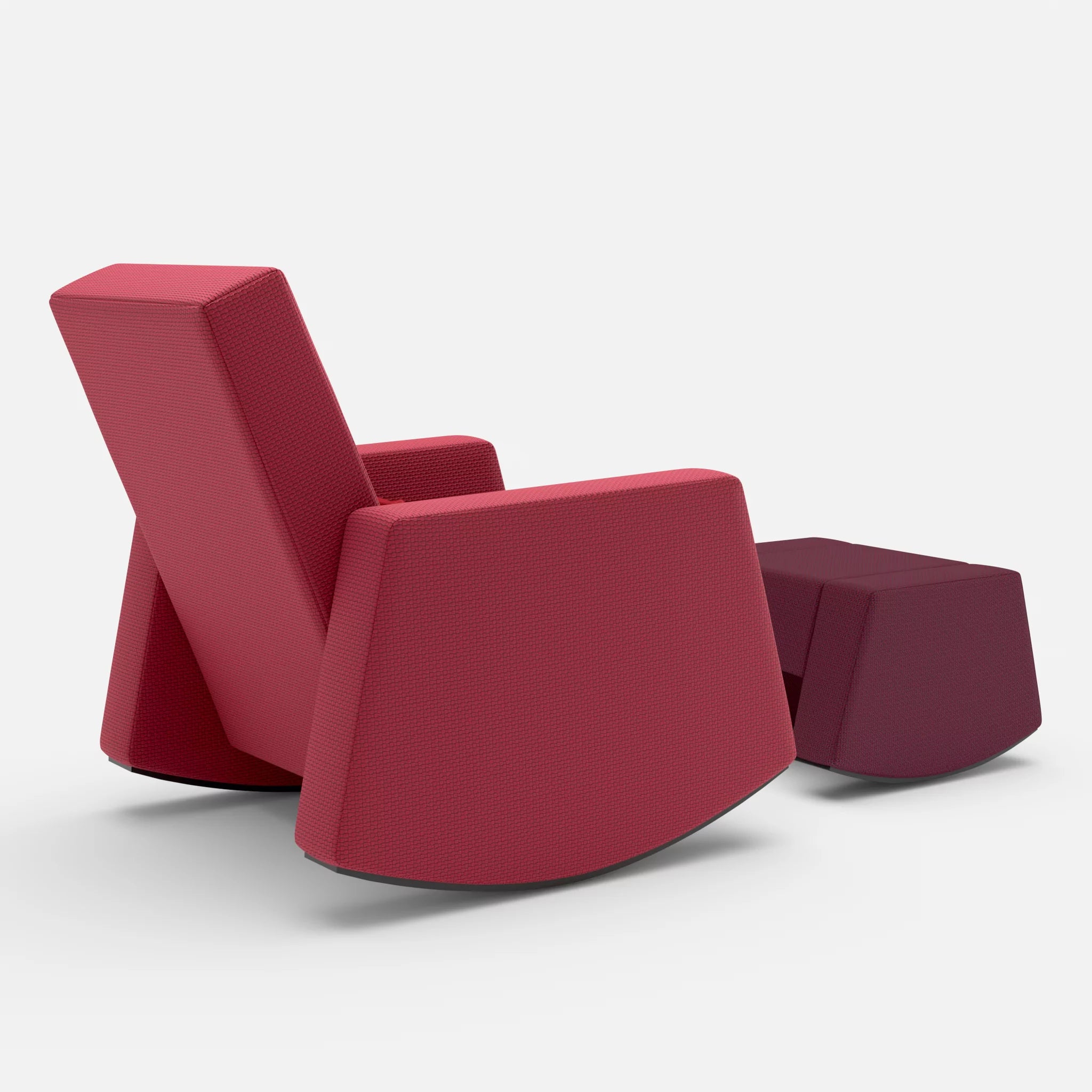 Schaukelsessel Softrocker mit Schaukelhocker nabucco4021-dama0053-credorubin in Rot und Rot und Dunkelrot von hinten