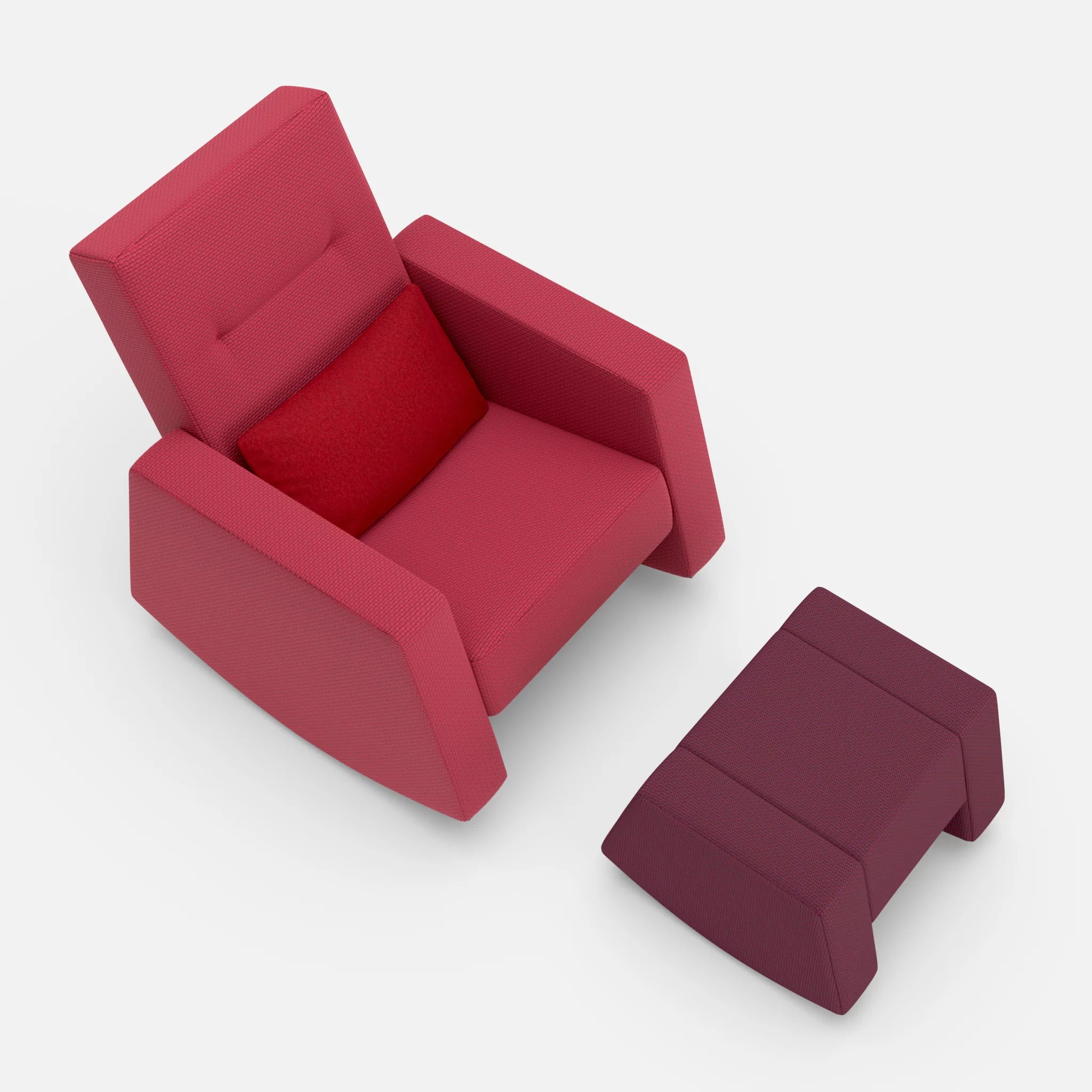 Schaukelsessel Softrocker mit Schaukelhocker nabucco4021-dama0053-credorubin in Rot und Rot und Dunkelrot von oben
