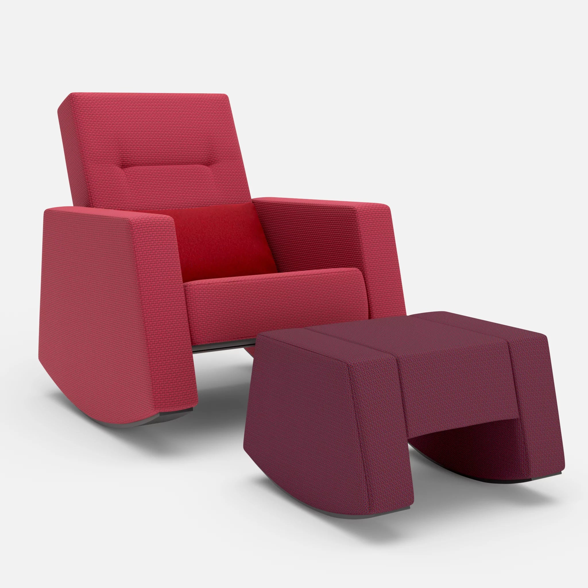 Schaukelsessel Softrocker mit Schaukelhocker nabucco4021-dama0053-credorubin in Rot und Rot und Dunkelrot von vorne