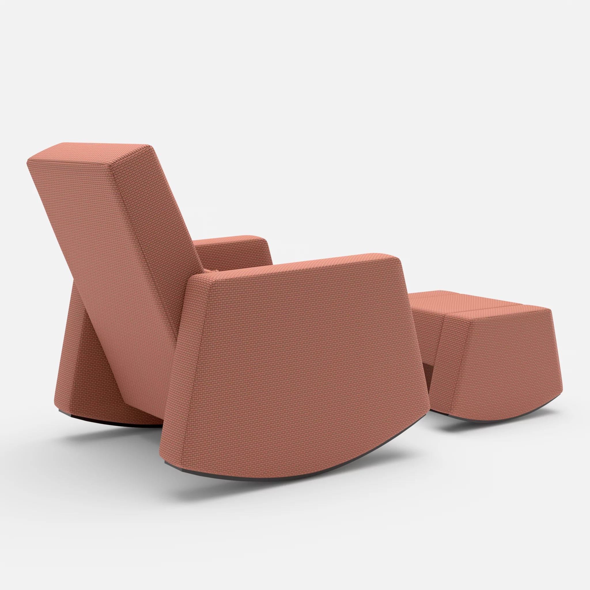 Schaukelsessel Softrocker mit Schaukelhocker nabucco4037 in Terracotta von hinten
