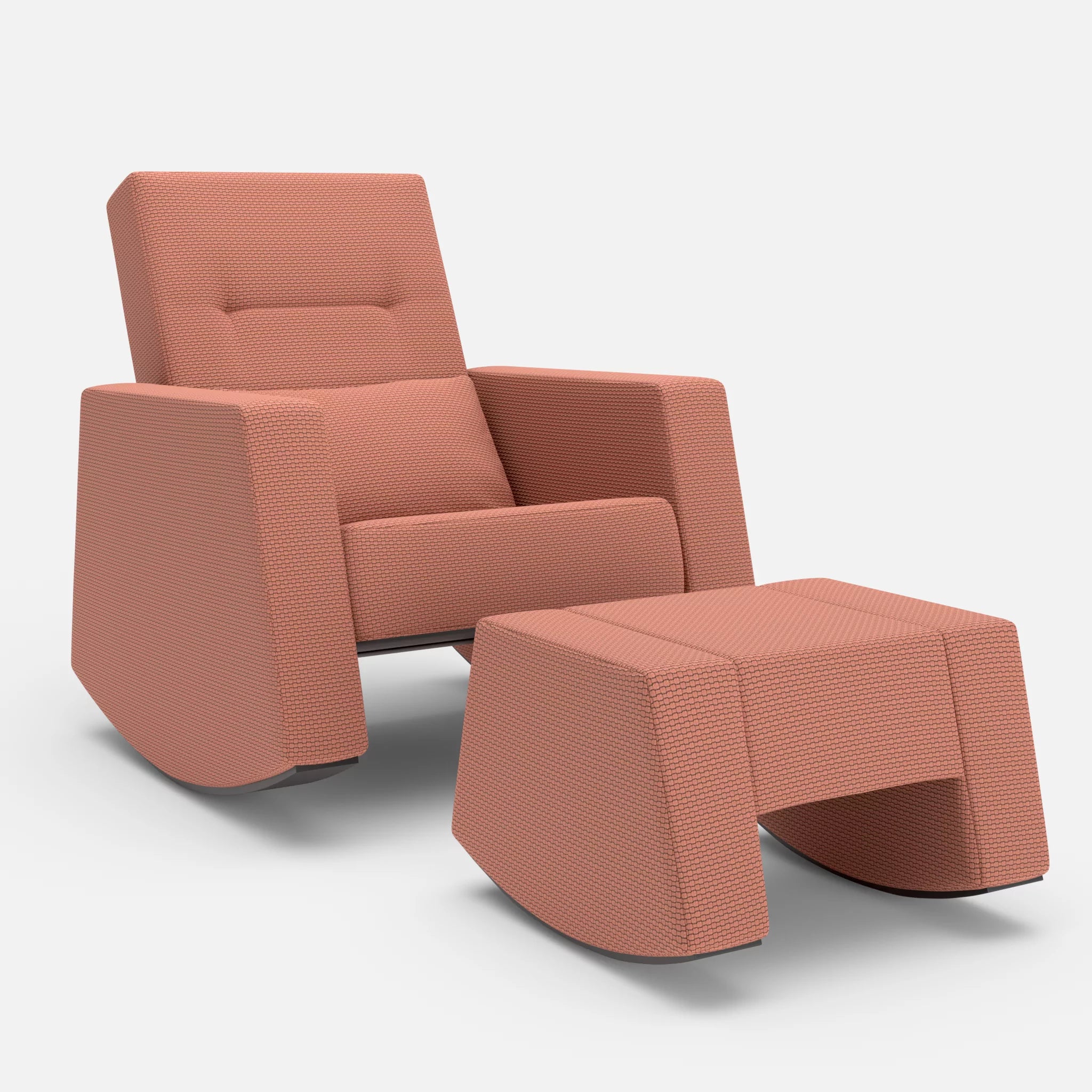 Schaukelsessel Softrocker mit Schaukelhocker nabucco4037 in Terracotta von vorne