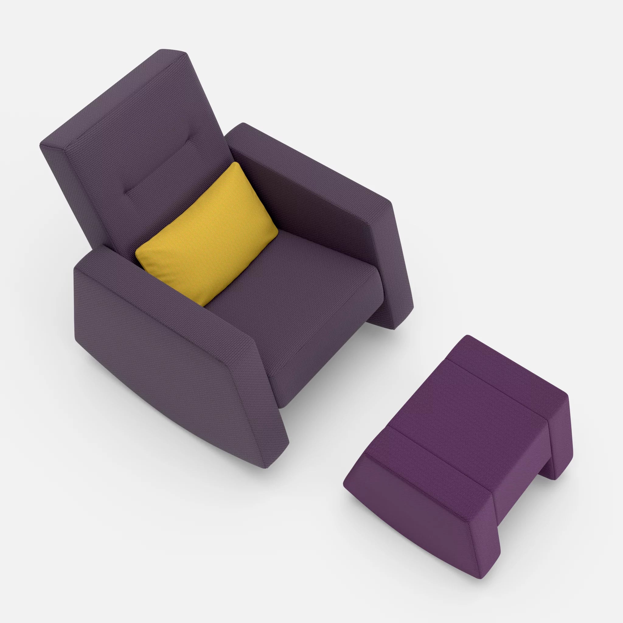 Schaukelsessel Softrocker mit Schaukelhocker nabucco5004-novumtivoli-novumprune in Violett und Hellgrün und Violett von oben