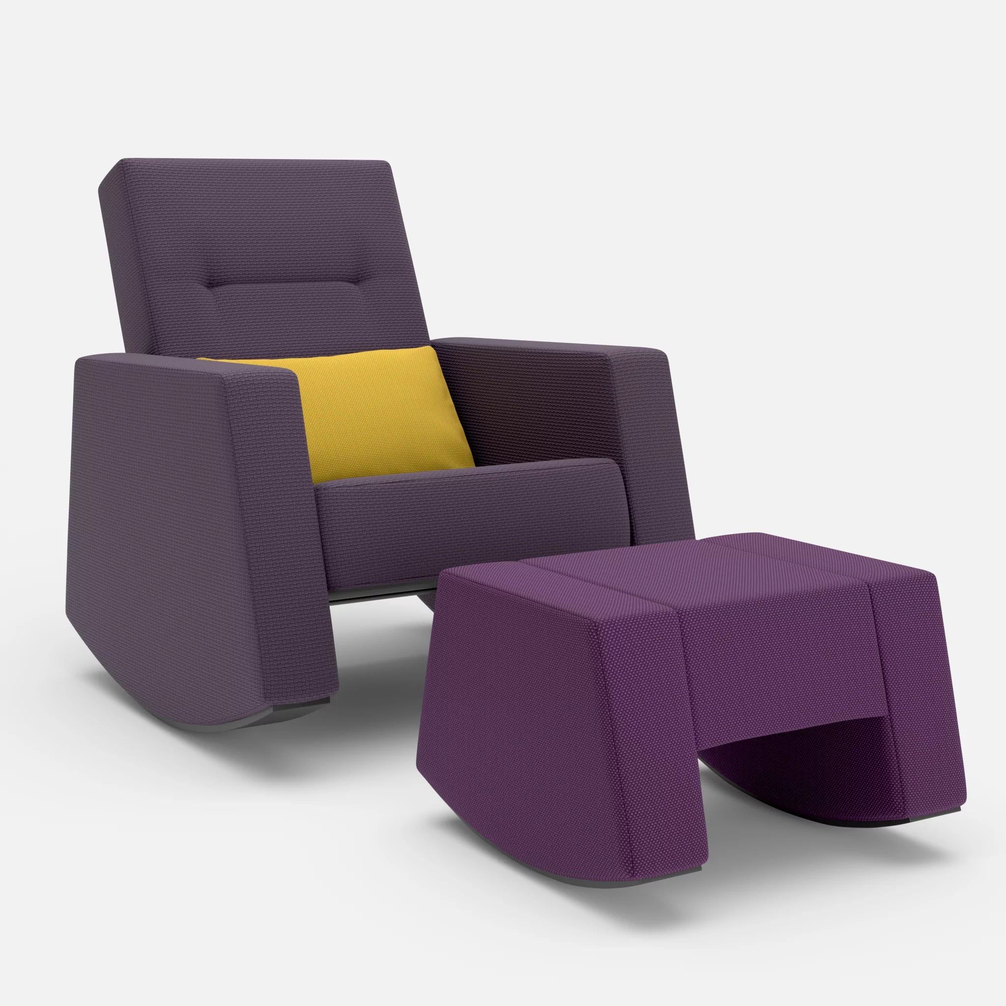 Schaukelsessel Softrocker mit Schaukelhocker nabucco5004-novumtivoli-novumprune in Violett und Hellgrün und Violett von vorne