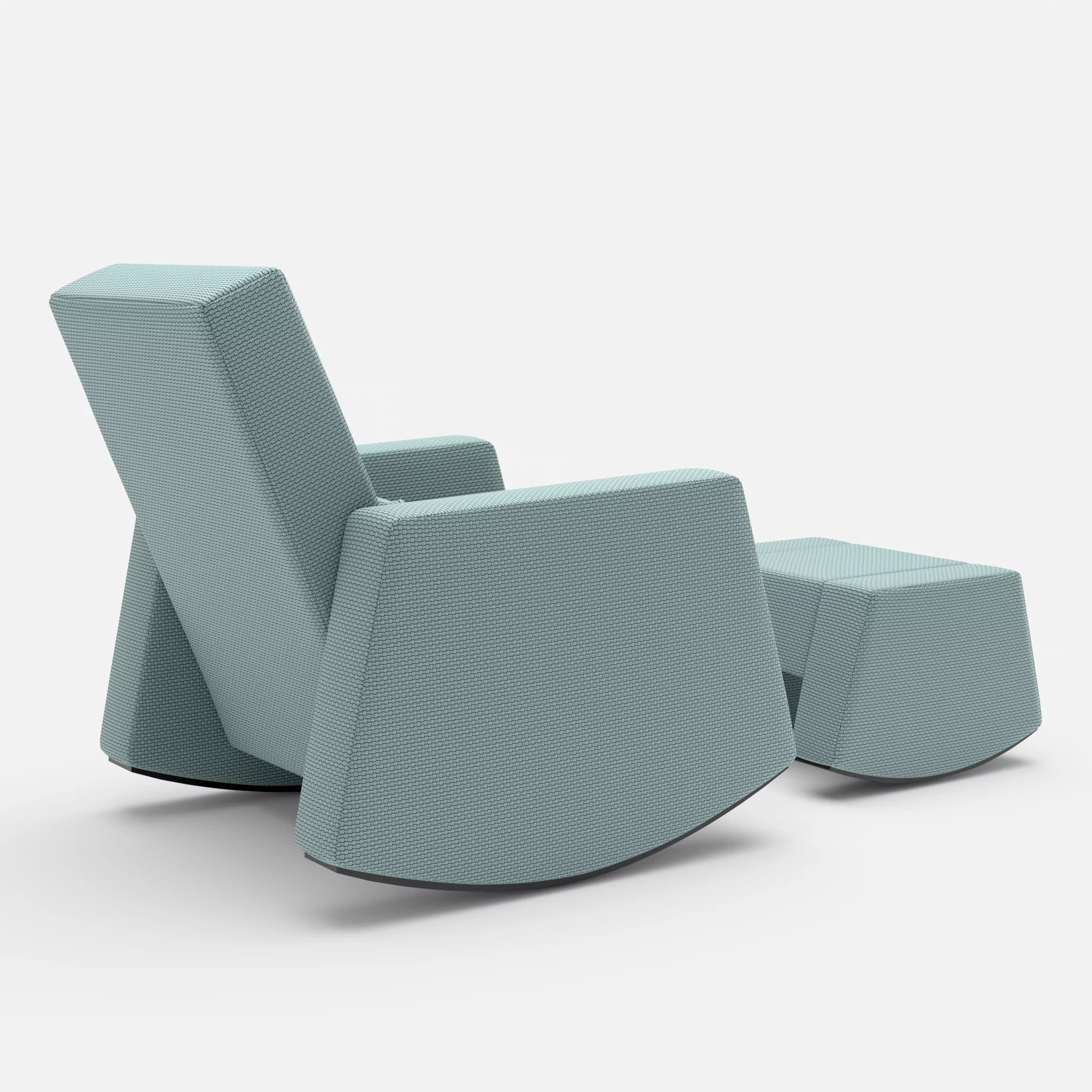 Schaukelsessel Softrocker mit Schaukelhocker nabucco6030 in Hellblau von hinten