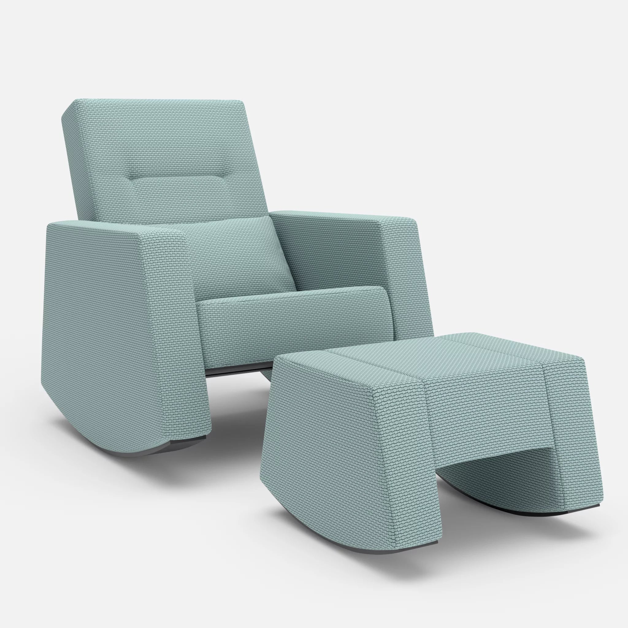 Schaukelsessel Softrocker mit Schaukelhocker nabucco6030 in Hellblau von vorne