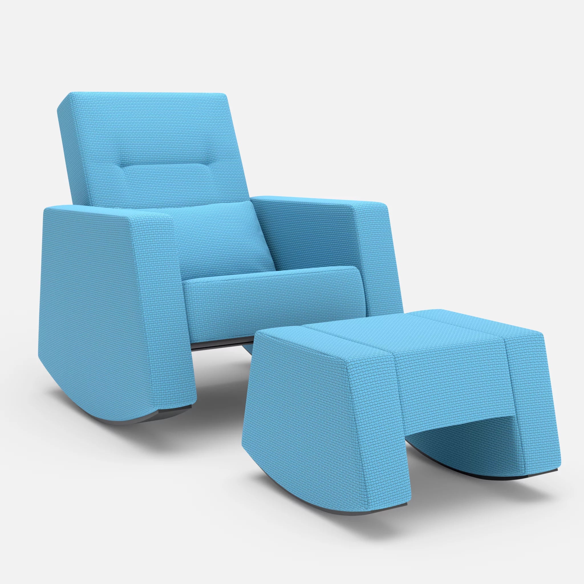 Schaukelsessel Softrocker mit Schaukelhocker nabucco6043 in Blau von vorne