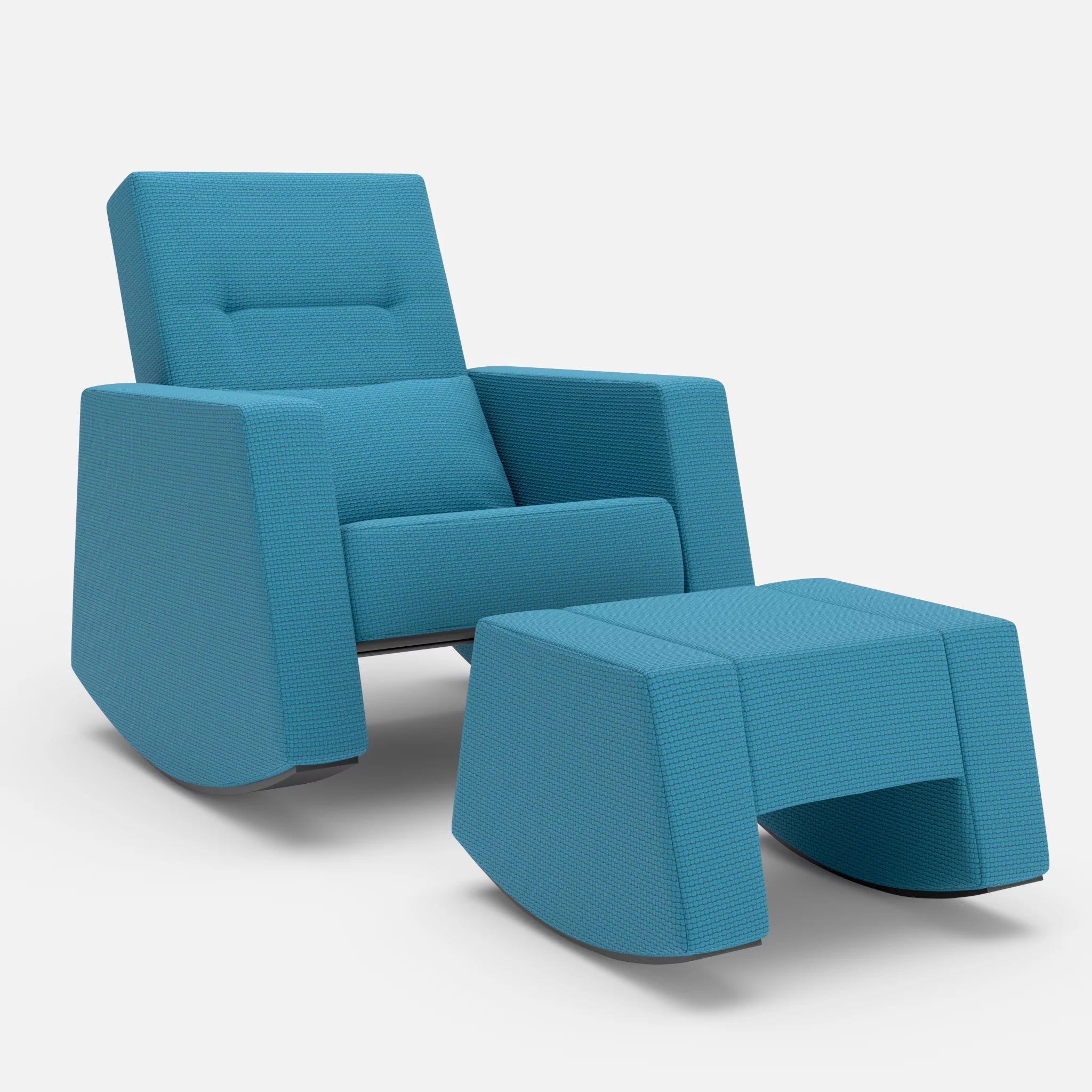 Schaukelsessel Softrocker mit Schaukelhocker nabucco6075 in Blau von vorne