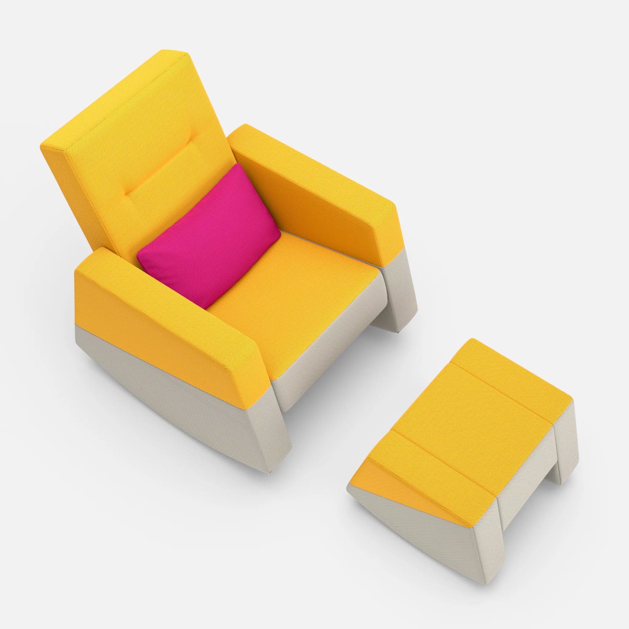 Schaukelsessel Softrocker mit Schaukelhocker novumcurry-novumkies-novummagenta in Curry und Mittelgrau und Magenta von oben