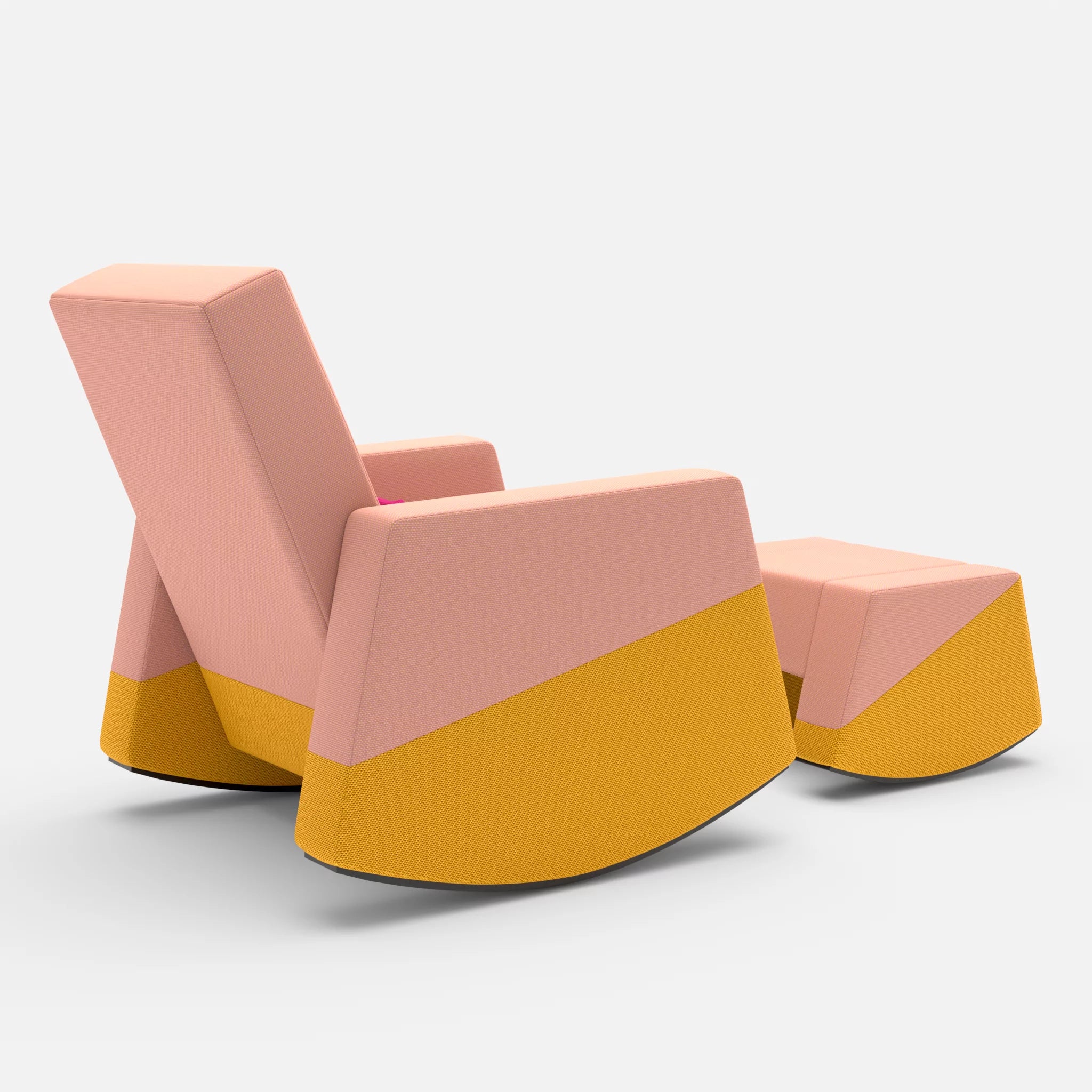 Schaukelsessel Softrocker mit Schaukelhocker novumflamingo-novumcurry-novummagenta in Flamingo und Curry und Magenta von hinten