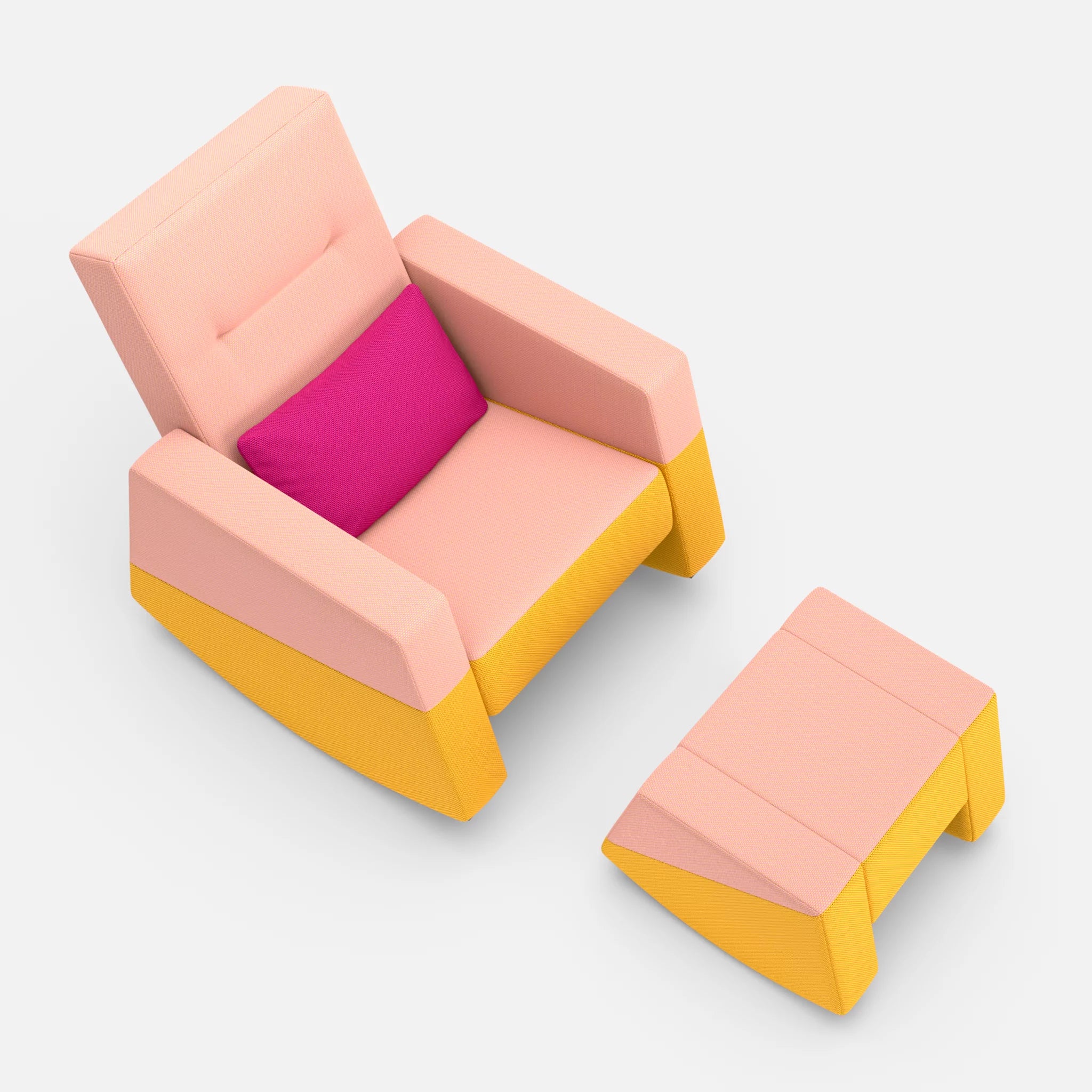 Schaukelsessel Softrocker mit Schaukelhocker novumflamingo-novumcurry-novummagenta in Flamingo und Curry und Magenta von oben
