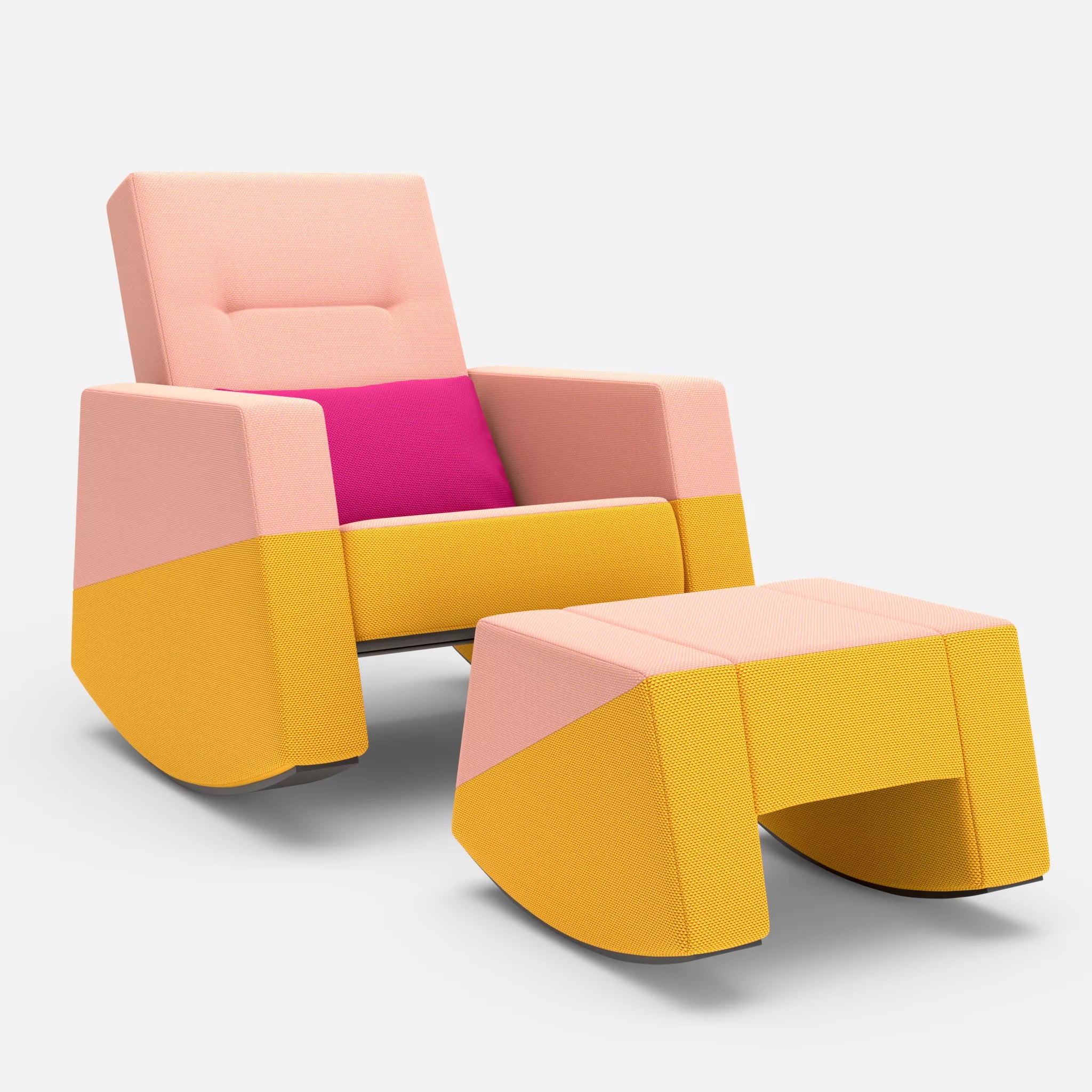 Schaukelsessel Softrocker mit Schaukelhocker novumflamingo-novumcurry-novummagenta in Flamingo und Curry und Magenta von vorne