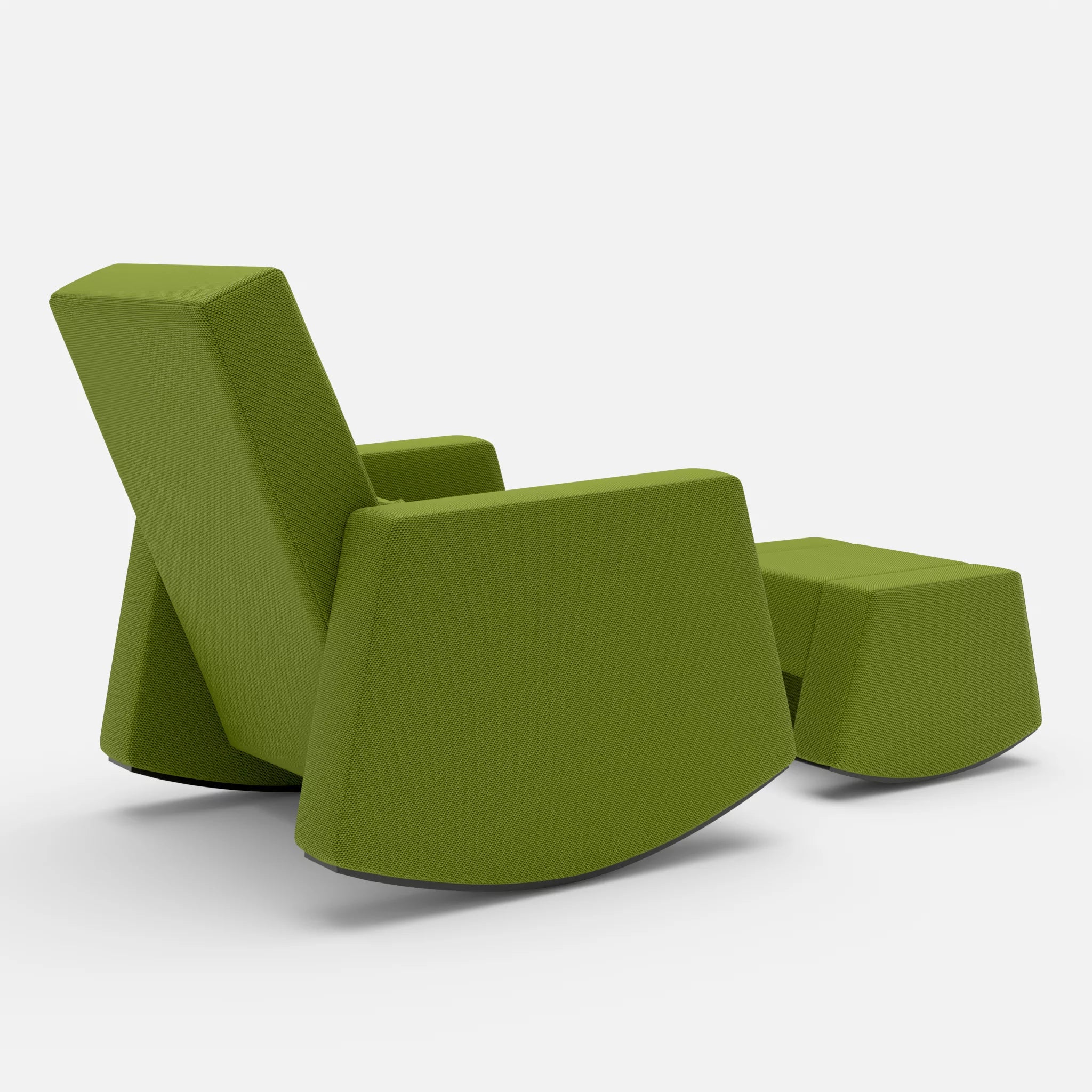 Schaukelsessel Softrocker mit Schaukelhocker novummoss in Grün von hinten
