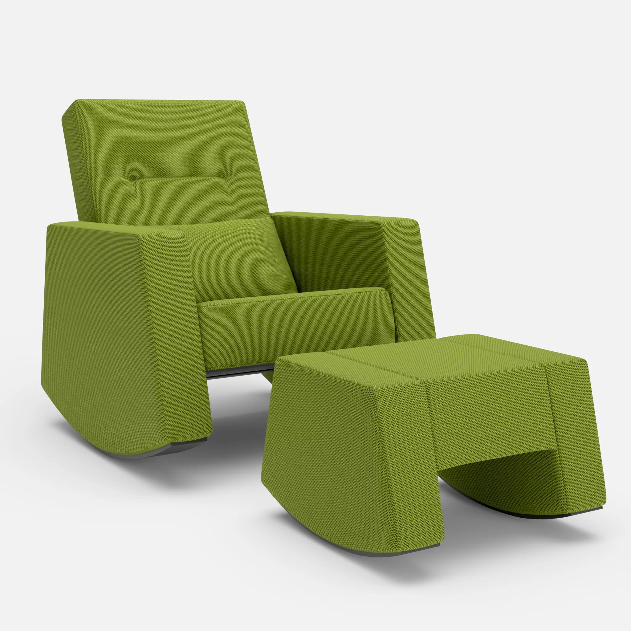 Schaukelsessel Softrocker mit Schaukelhocker novummoss in Grün von vorne
