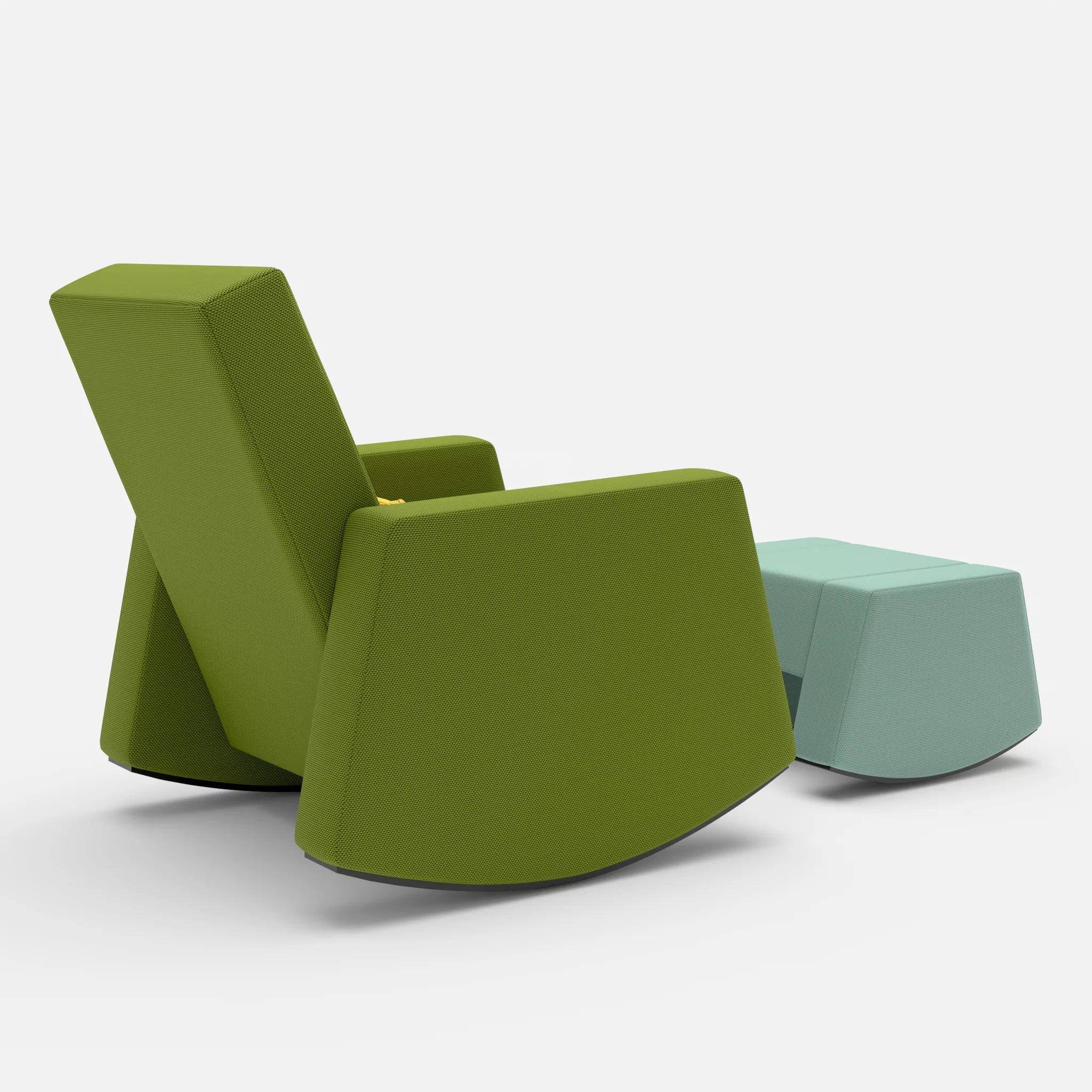 Schaukelsessel Softrocker mit Schaukelhocker novummoss-nabucco3019-novumlagoon in Grün und Curry und Graublau von hinten