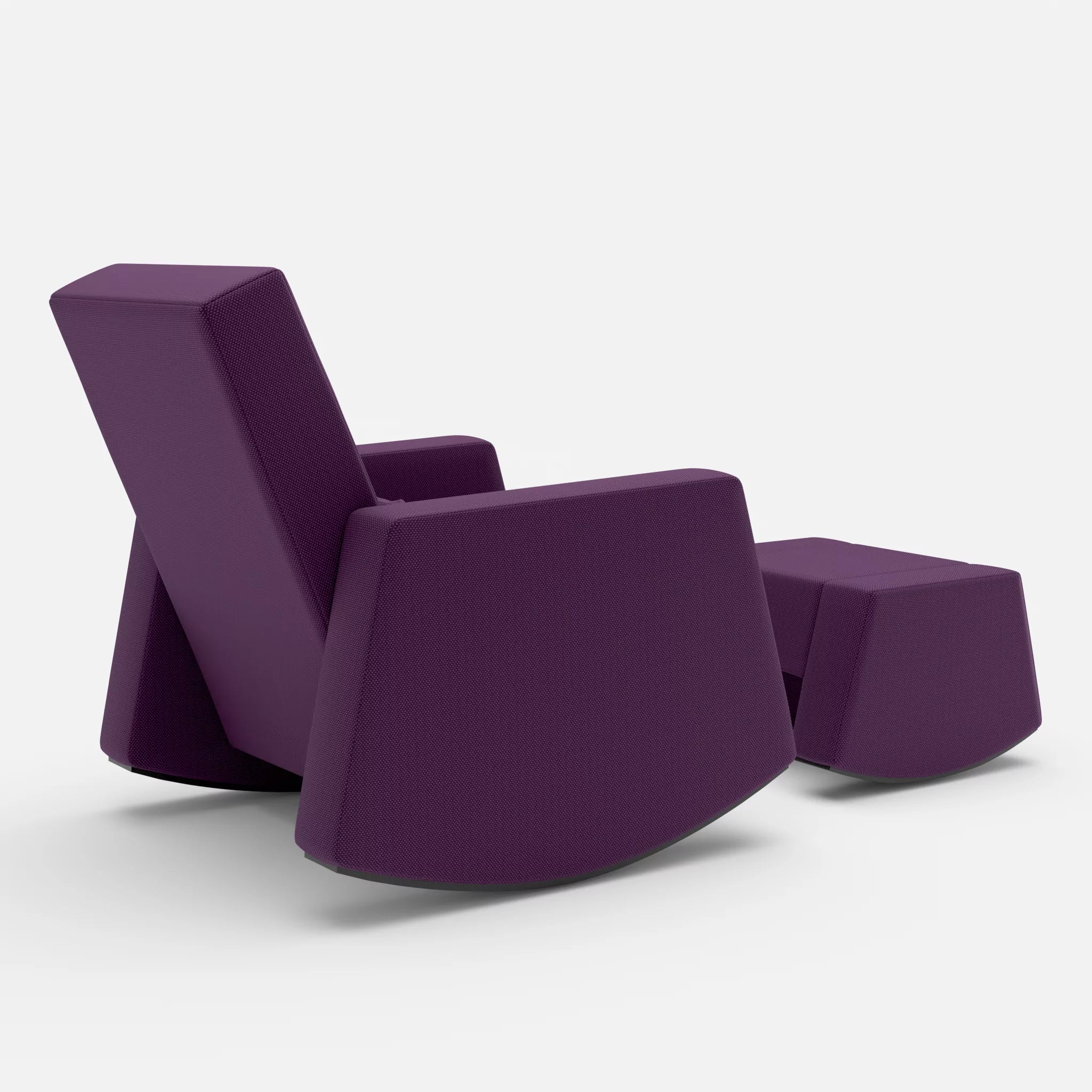 Schaukelsessel Softrocker mit Schaukelhocker novumprune in Violett von hinten