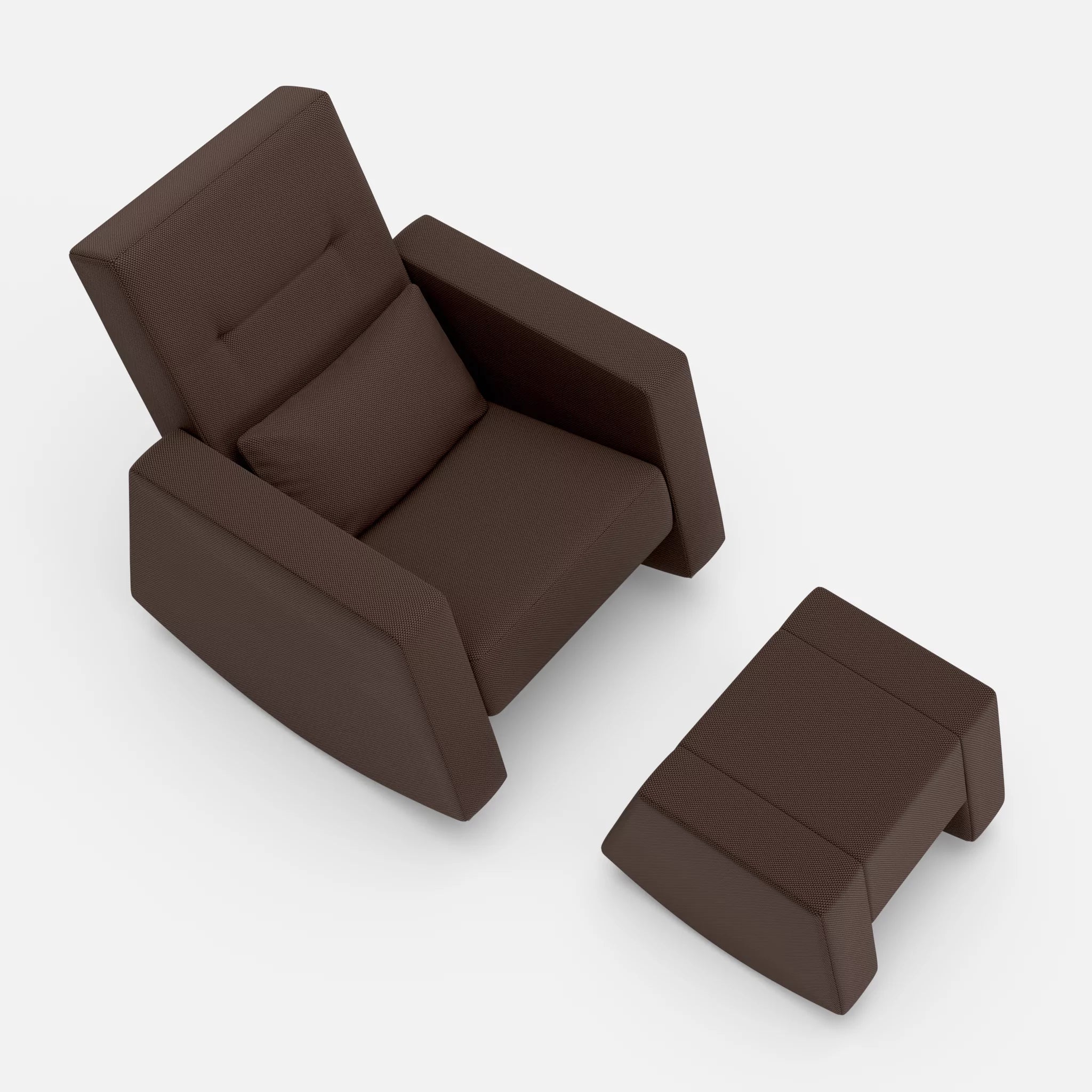 Schaukelsessel Softrocker mit Schaukelhocker novumrosewood in Dunkelbraun von oben