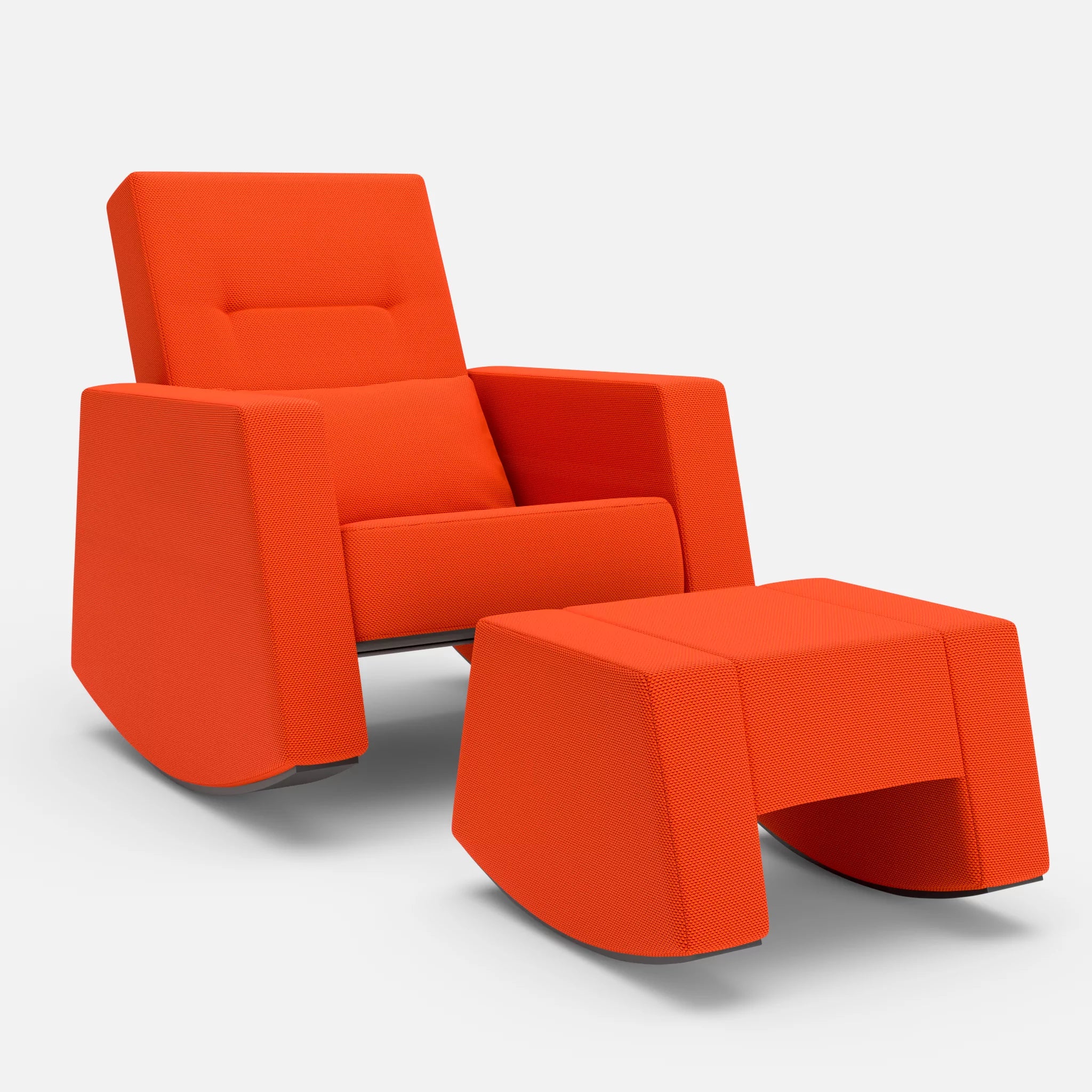 Schaukelsessel Softrocker mit Schaukelhocker novumsunset in Rot von vorne