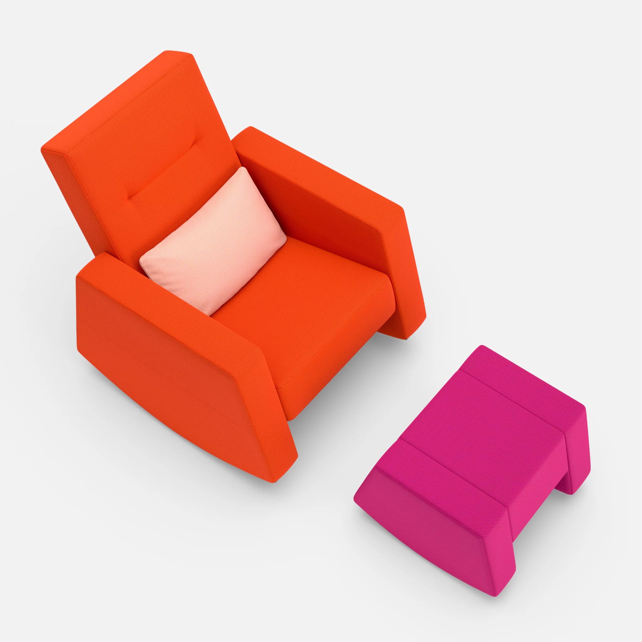 Schaukelsessel Softrocker mit Schaukelhocker novumsunset-novumflamingo-novummagenta in Rot und Flamingo und Magenta von oben