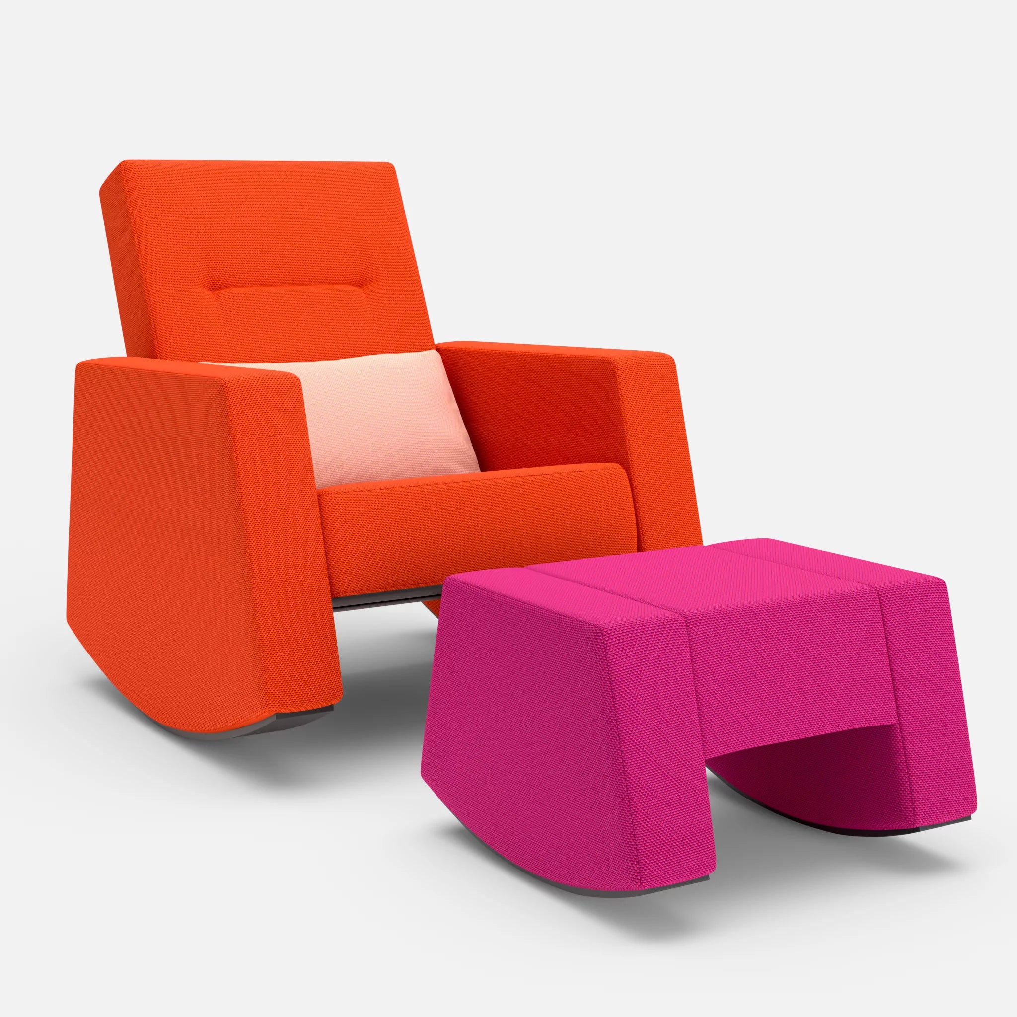 Schaukelsessel Softrocker mit Schaukelhocker novumsunset-novumflamingo-novummagenta in Rot und Flamingo und Magenta von vorne