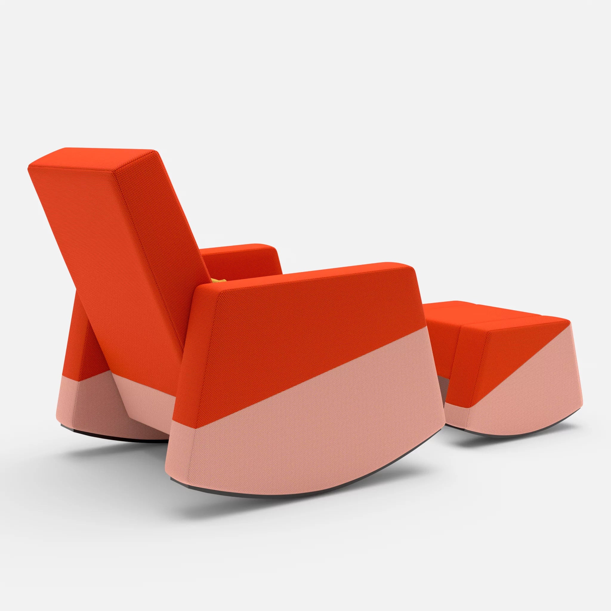 Schaukelsessel Softrocker mit Schaukelhocker novumsunset-novumflamingo-novumtivoli in Rot und Flamingo und Hellgrün von hinten