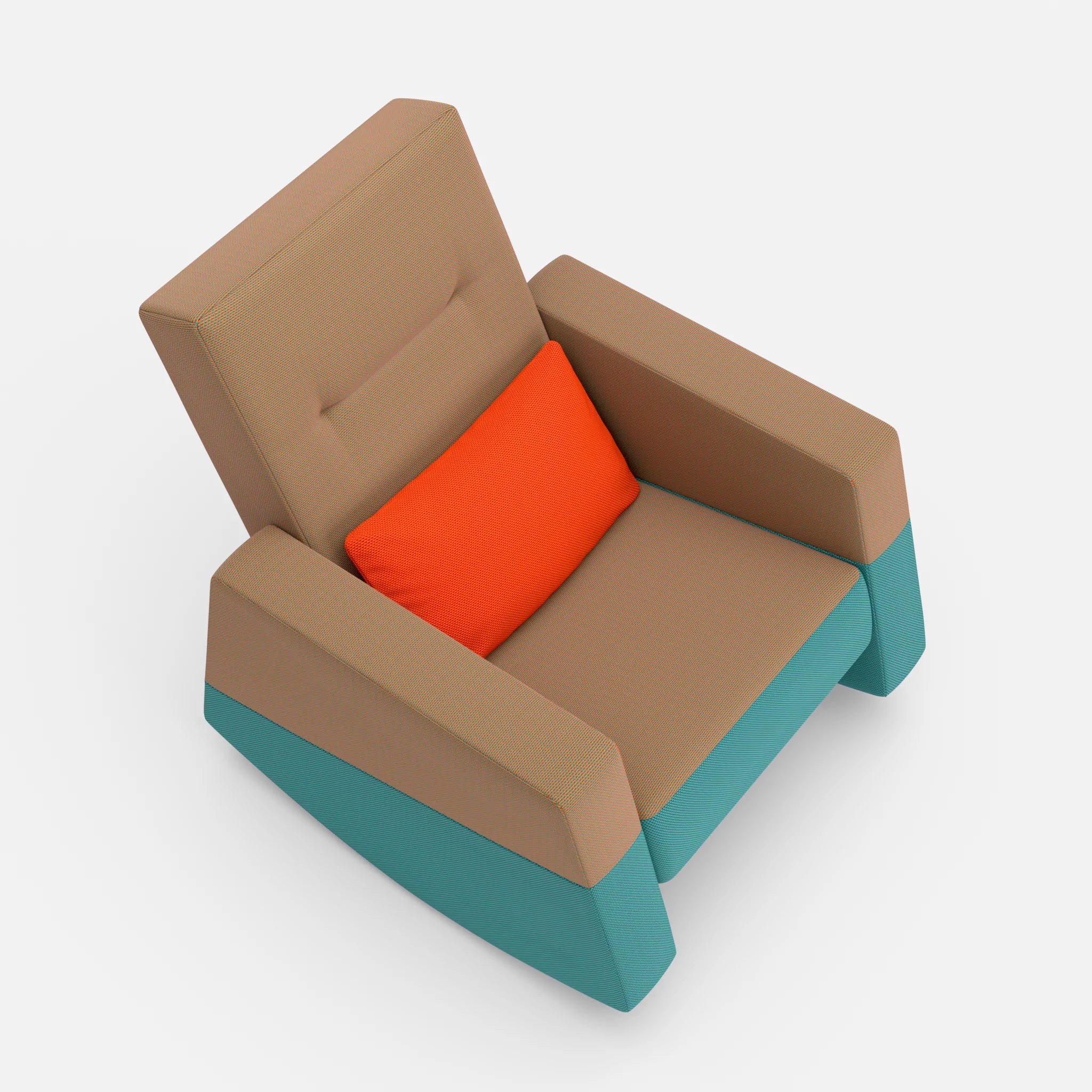 Schaukelsessel Softrocker novummambo-novumprisma-novumsunset in Orange und Türkis und Rot von oben